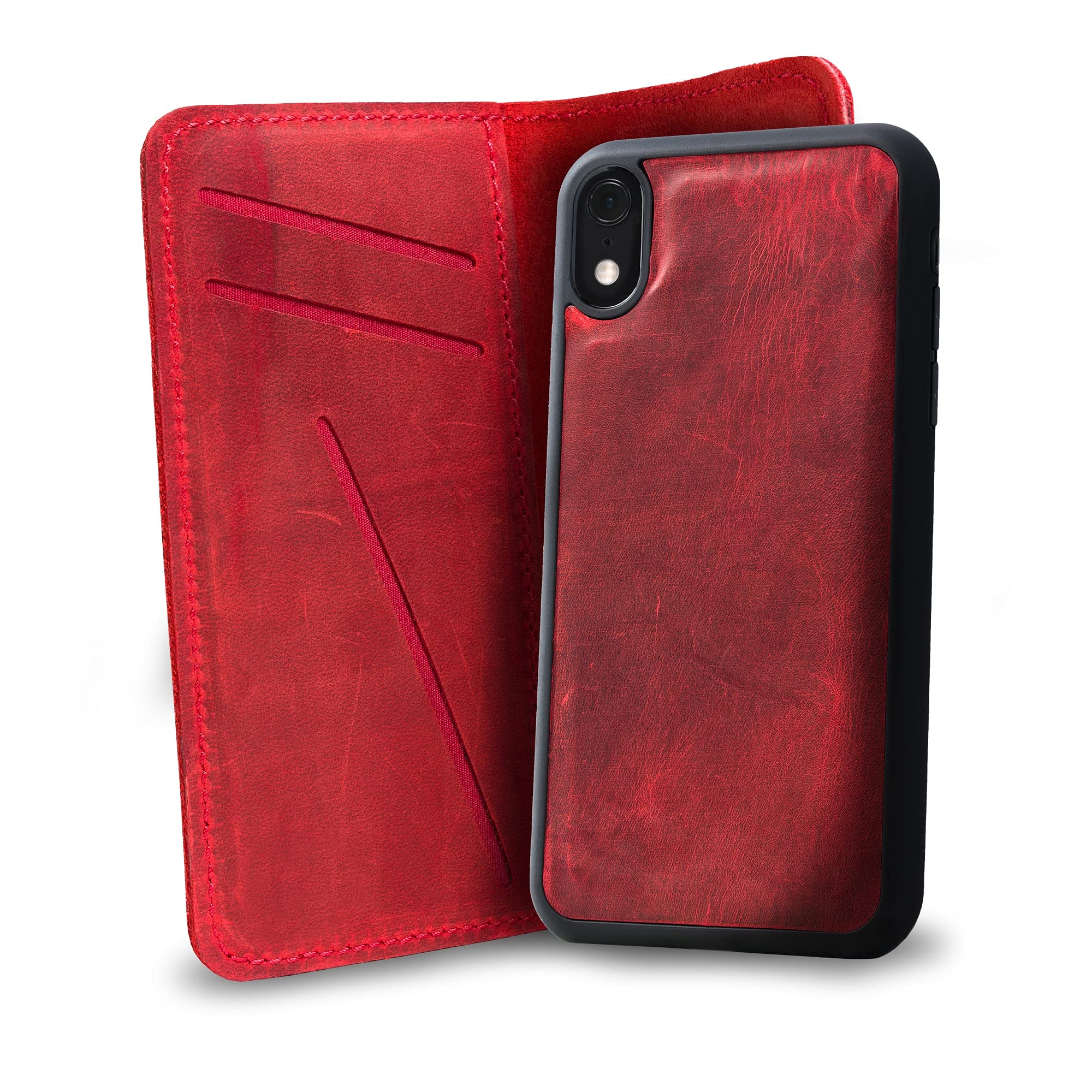 Premium Personalized 100% Genuine Leather Wallet Case for iPhone 11 - RFID Blocking Card Holder & Built-in Screen Protector | Handmade Magnetic Protective Phone Cover | Perfect for Business Travel & Everyday Use
