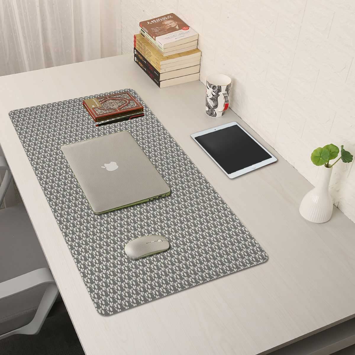 Premium Large Gaming Mouse Pad 24x14 Inches - Leather Desk Mat with Retro Irregular Round Pattern for PC, Laptop, Office & Home Use