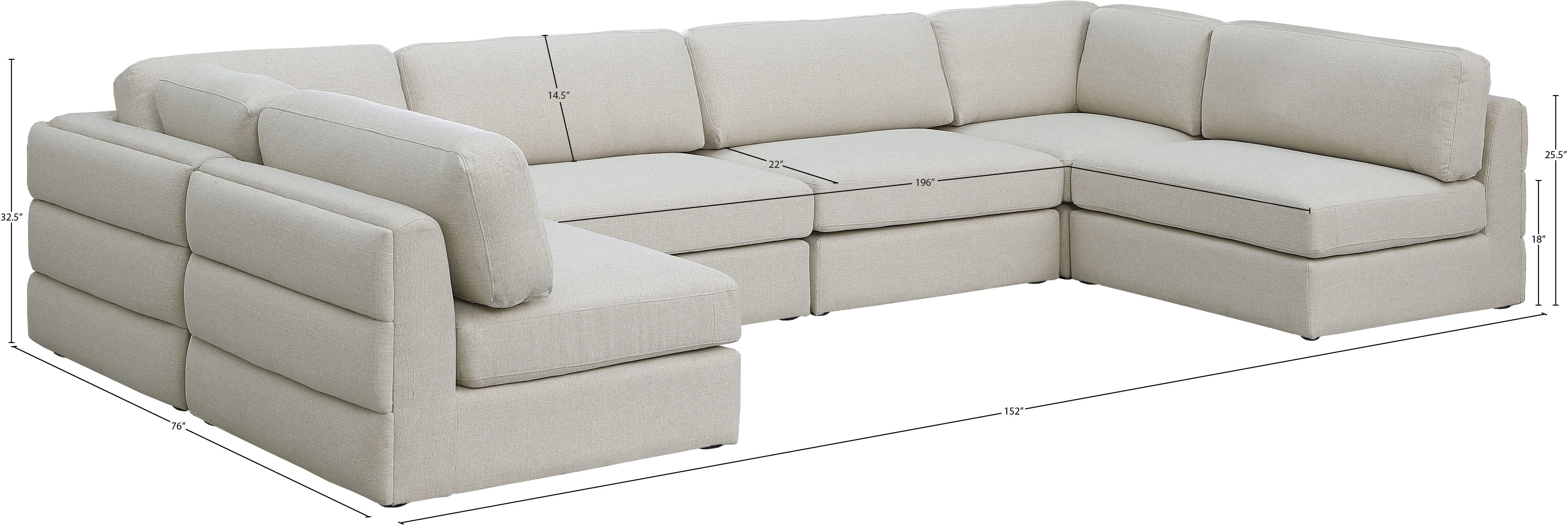 Beckham Durable Linen Textured Fabric Modular Sectional Sofa - Modern Living Room Furniture for Home & Office Comfort