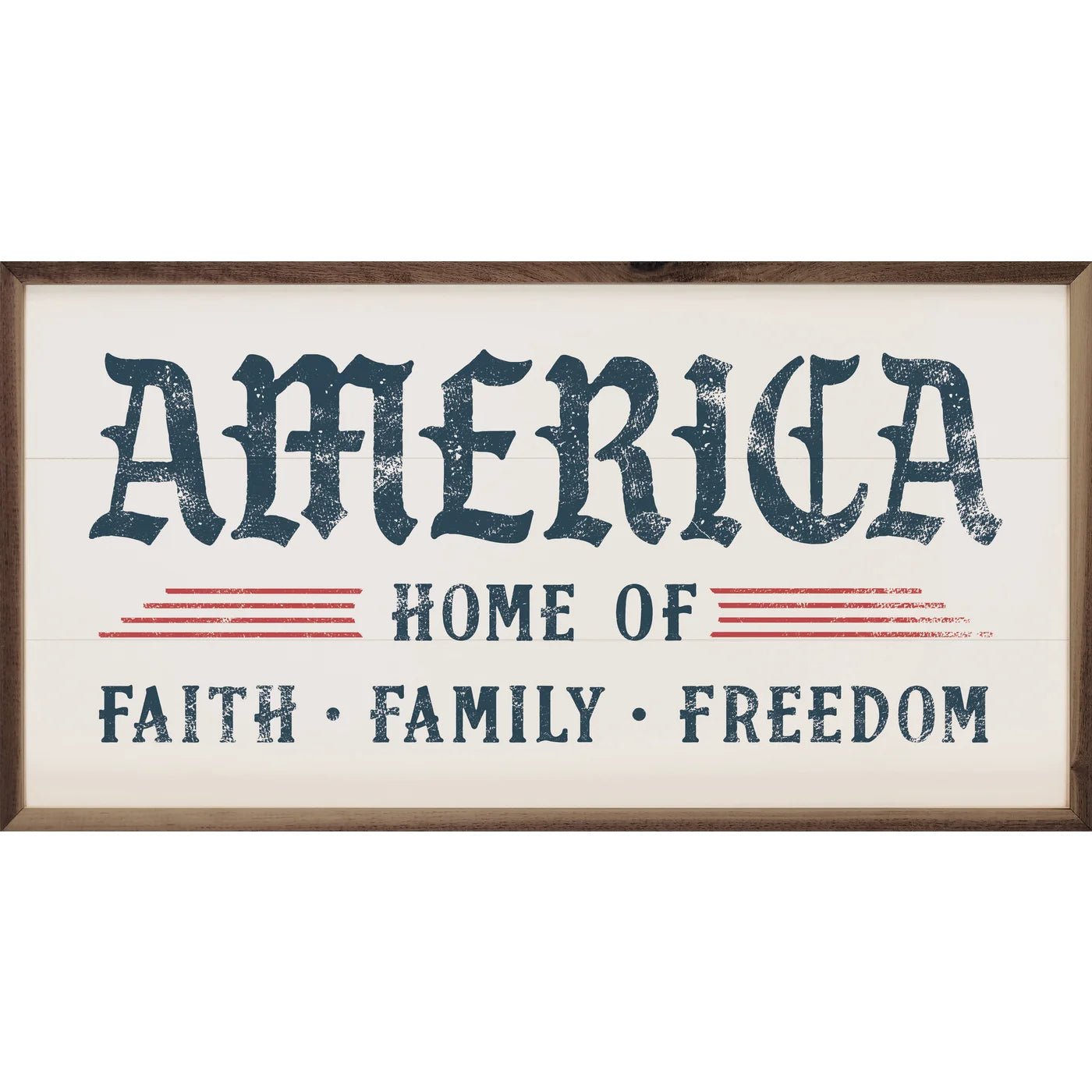American Home of Faith Family Freedom White Wood Framed Wall Art Print - Perfect for Living Room, Bedroom & Office Decor