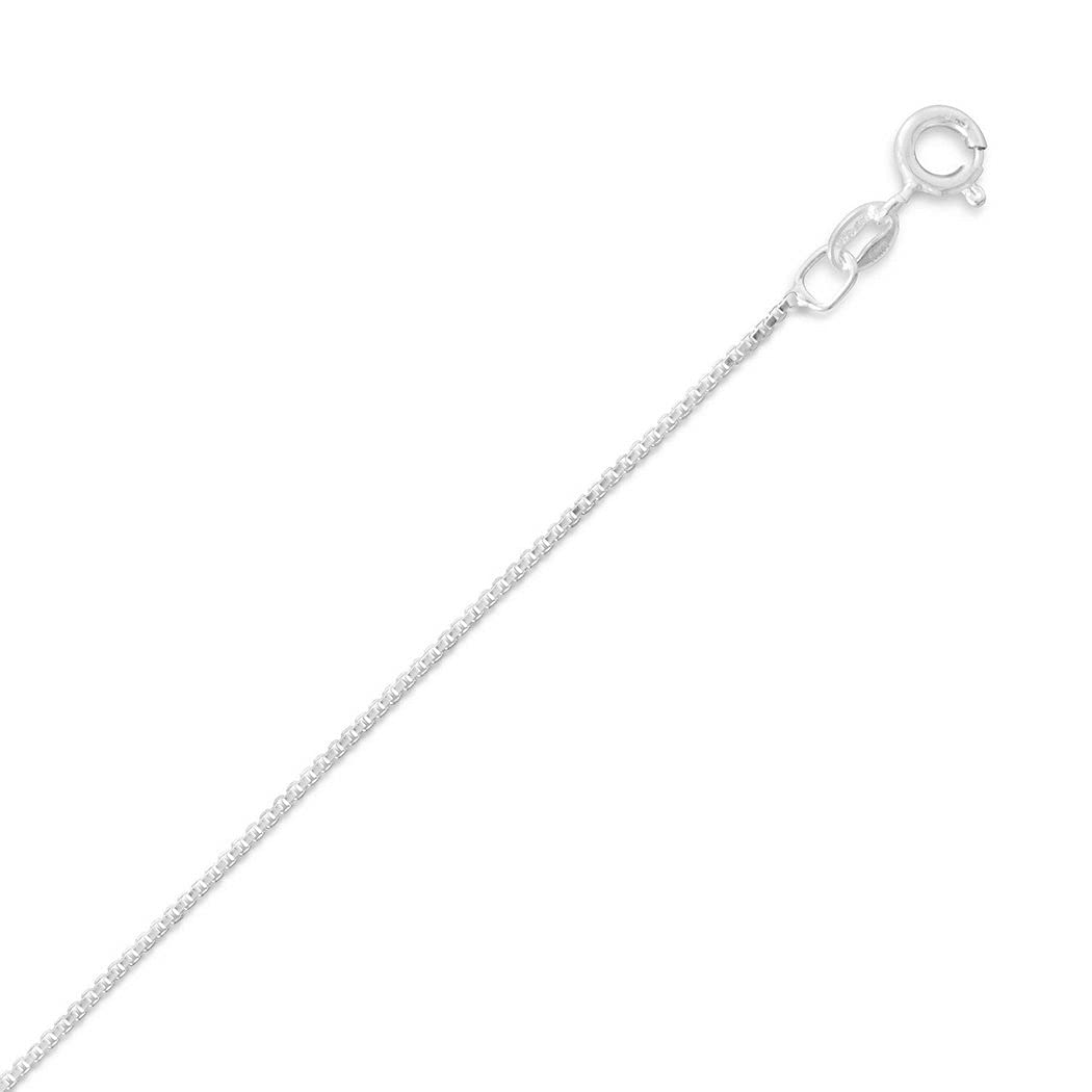 925 Sterling Silver Light Box Chain Necklace - 1mm Thin Dainty Chain with Spring Ring Closure - 22 Inch Women's Jewelry Gift for Birthday, Anniversary & Everyday Wear