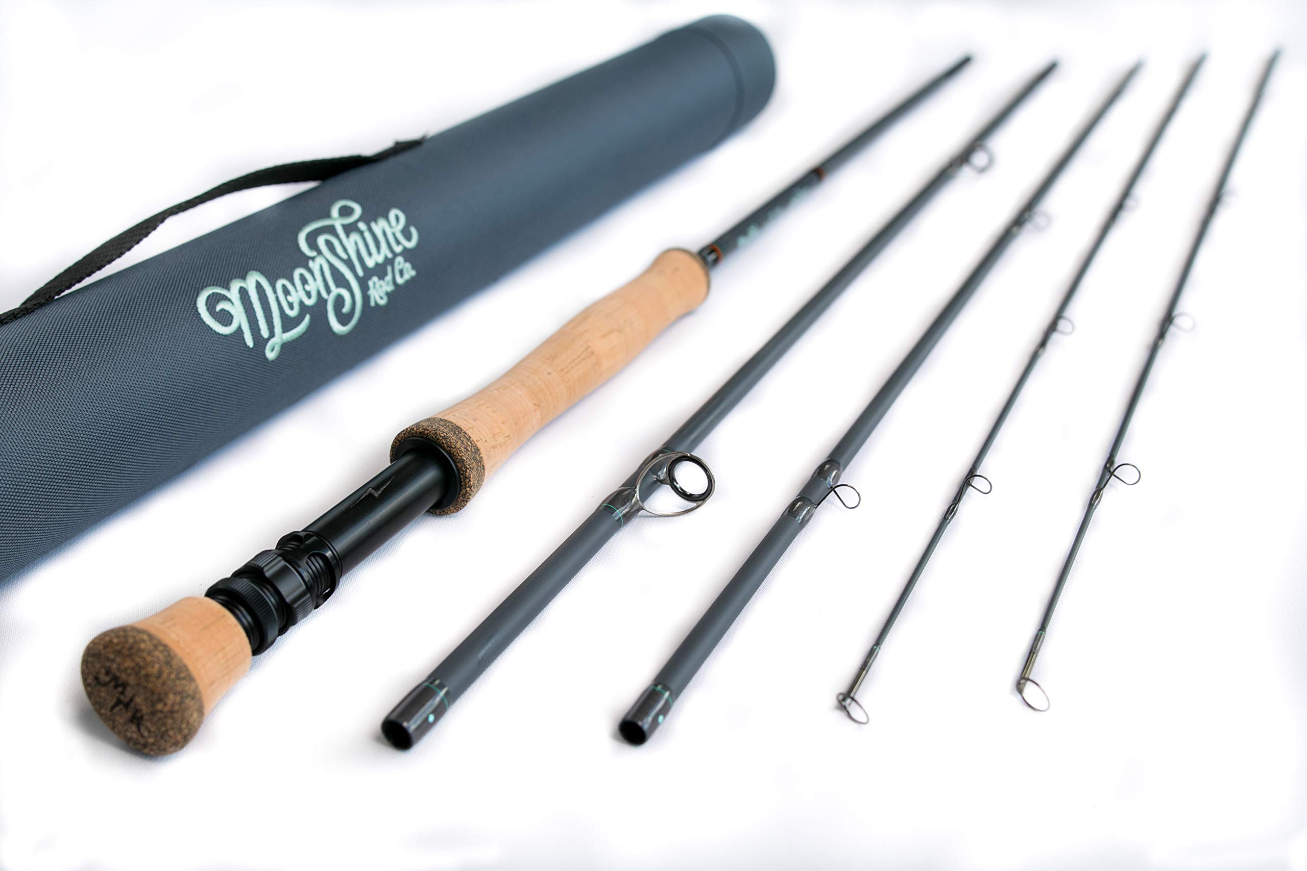 Moonshine Rod Co. Fly Fishing Rod with Carrying Case & Extra Tip - Slow/Medium/Fast Action for Trout, Bass & Salmon - Perfect for Streams, Rivers & Lakes