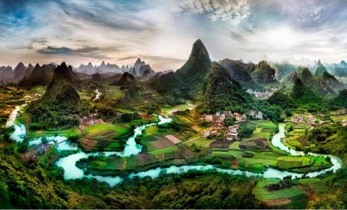 Guilin China Skyline Glossy Poster - Stunning Landscape Photo Print for Wall Decor, Home & Office Art, Living Room, Bedroom, or Gift Idea