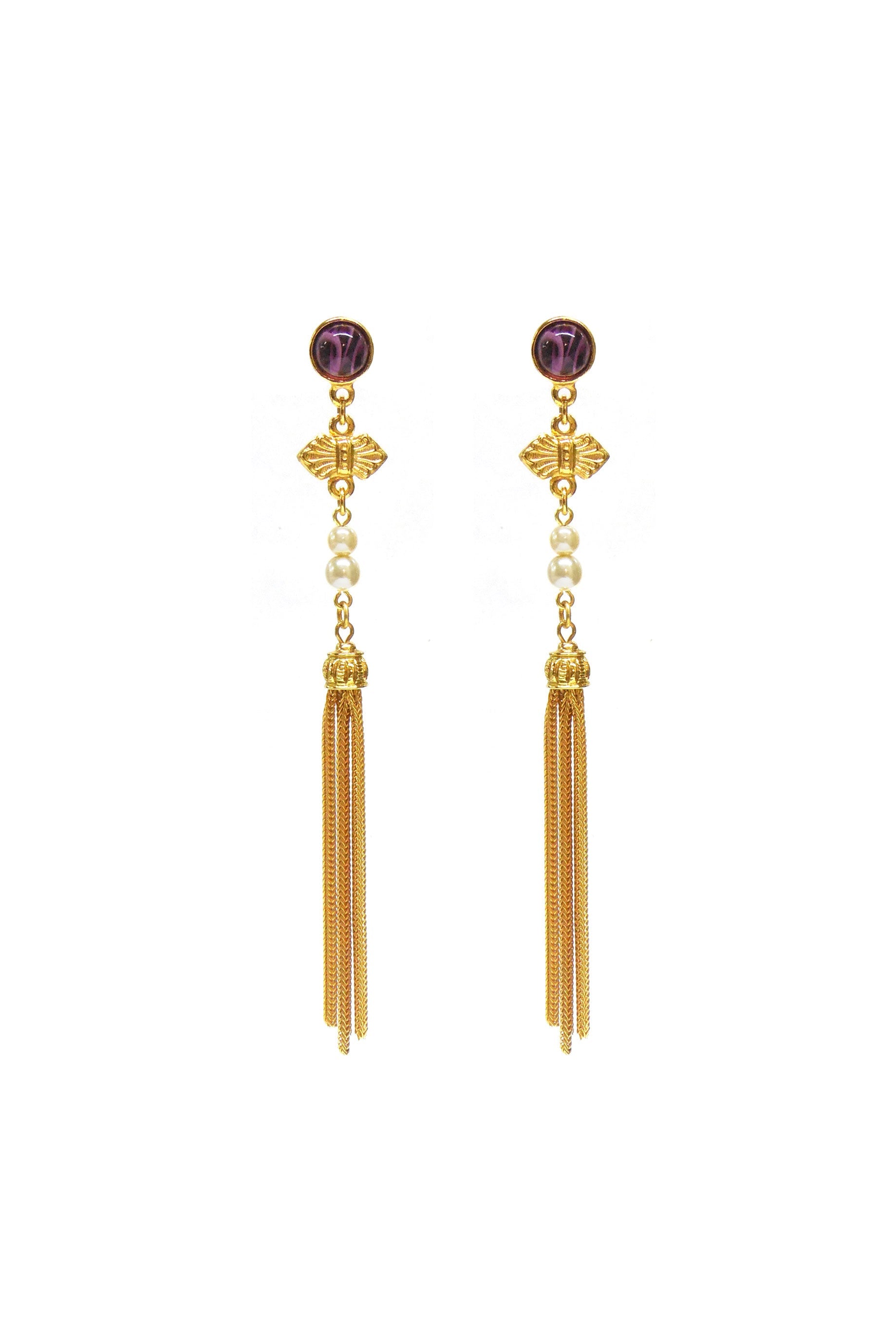 Ben Amun Gold Fringe Earrings for Women - Boho Chic Dangle Earrings for Party, Wedding & Everyday Wear