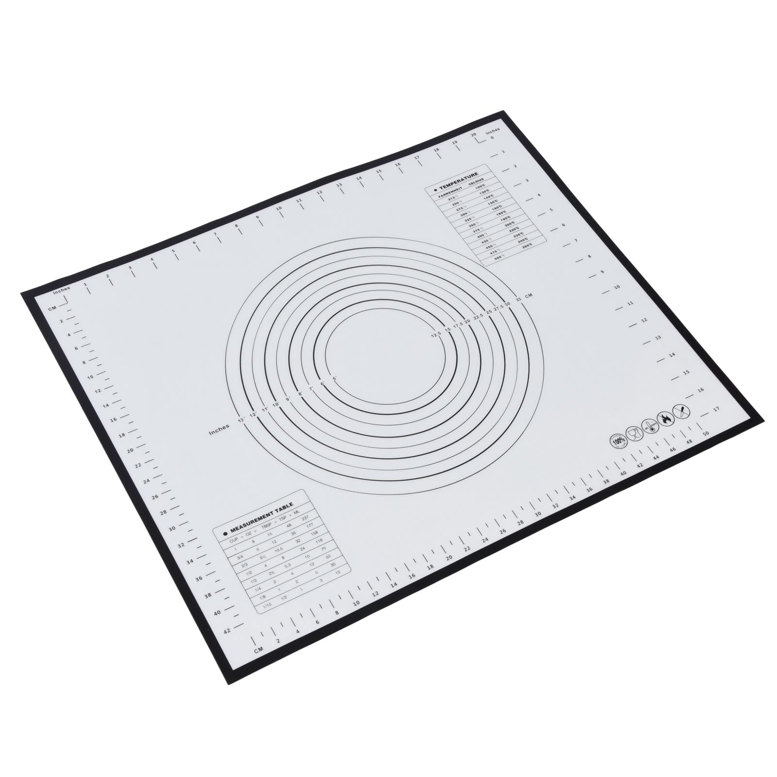 Non-Stick Silicone Baking Mat for Pastry, Pie Crust, Dough Rolling - Reusable Fondant & Cookie Baking Sheet - Perfect for Pizza, Cookies, Bread (Black) | Ideal for Home Baking, Kitchen Prep & Professional Bakeries