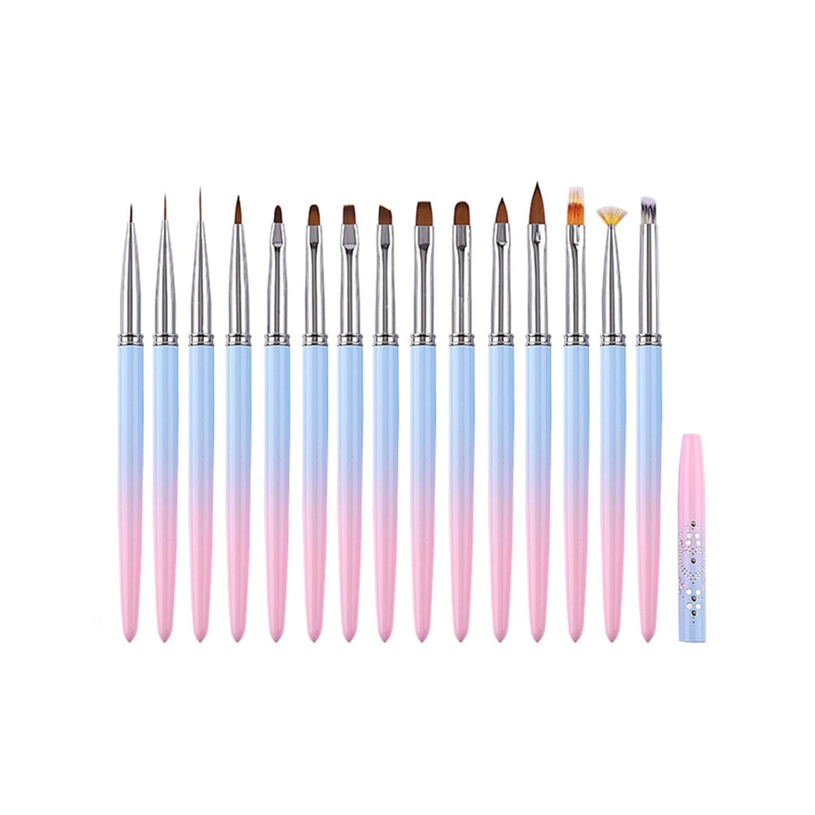Folpus 15-Piece Professional Nail Art Brush Set for Salon & Home Manicure - Perfect for Acrylic, Gel Polish & Nail Design Painting