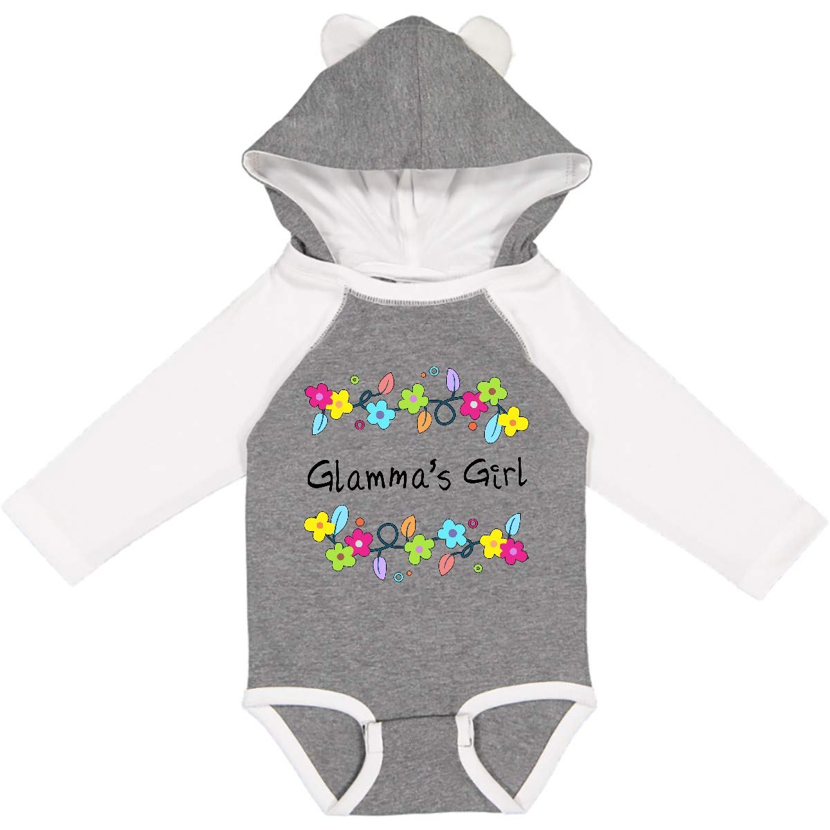 Inktastic Glammas Girl - Bright Floral Long Sleeve Baby Bodysuit | Soft Cotton Infant Onesie for Newborns & Toddlers | Perfect for Family Photos, Playdates & Everyday Wear