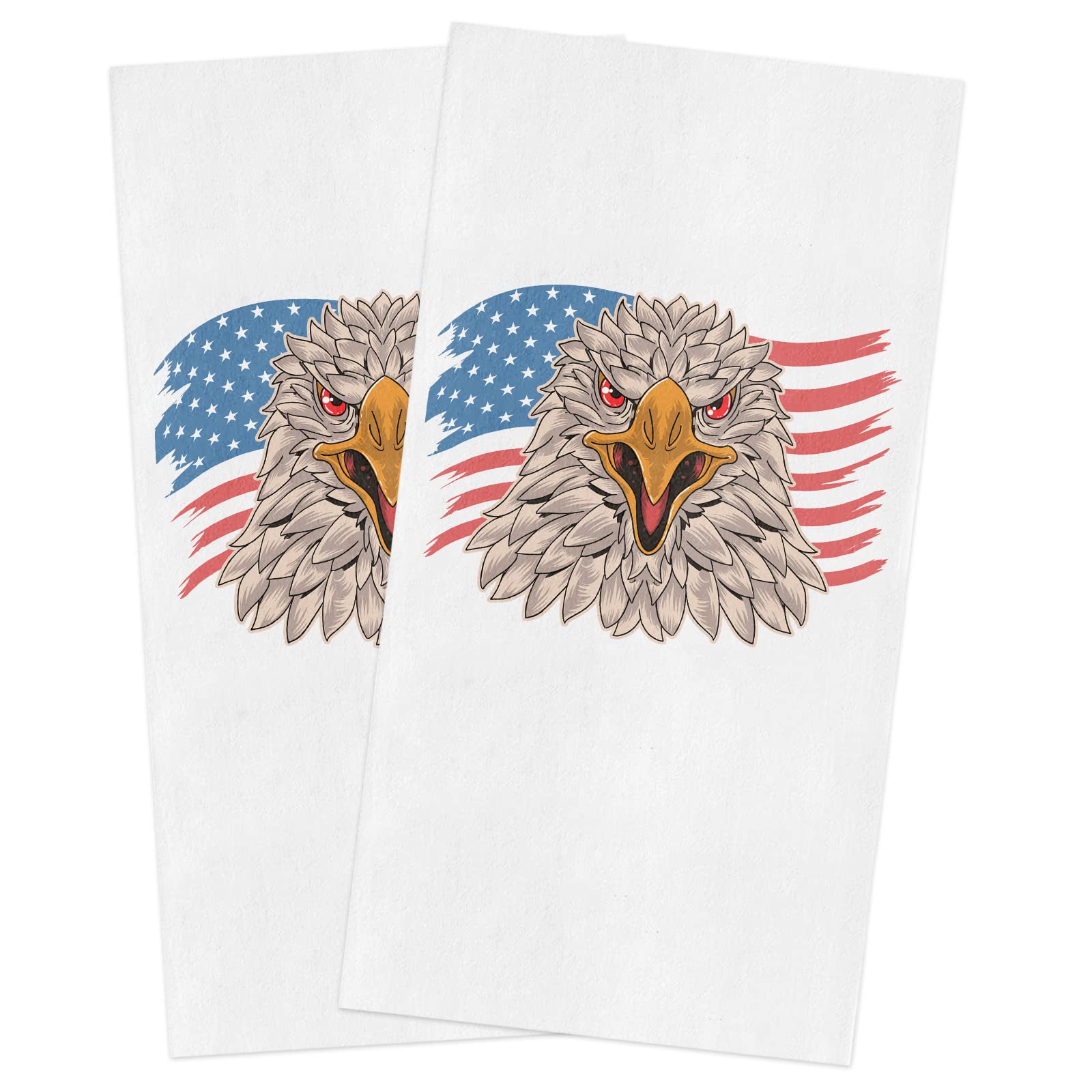 SODIKA Premium Kitchen Towels & Dishcloths Set - 2 Pack American US Flag Design, 18