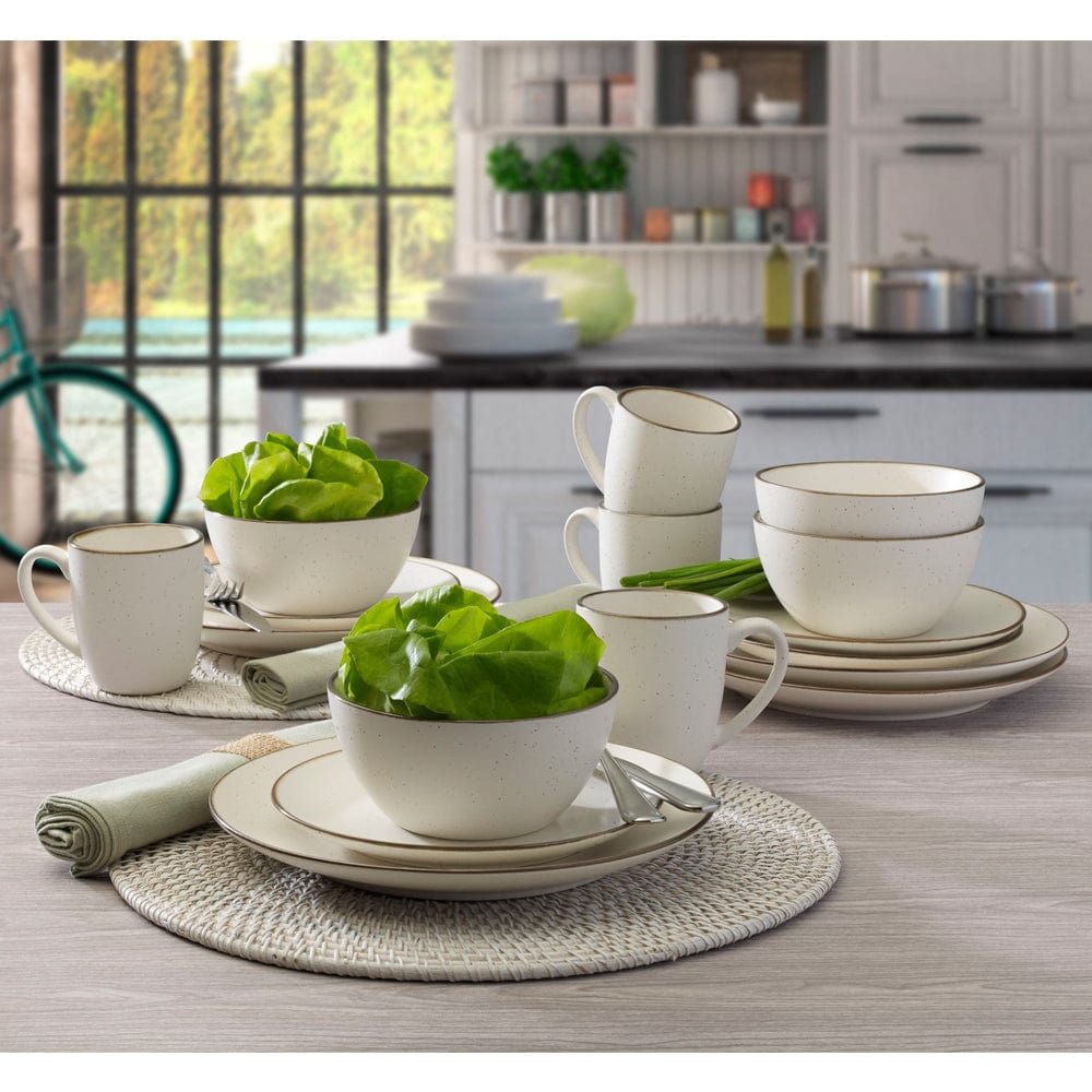 Juliana Cream 16-Piece Dinnerware Set - Service for 4 - Elegant Porcelain Dinner Plates, Bowls & Mugs - Perfect for Family Dinners, Entertaining Guests & Everyday Use