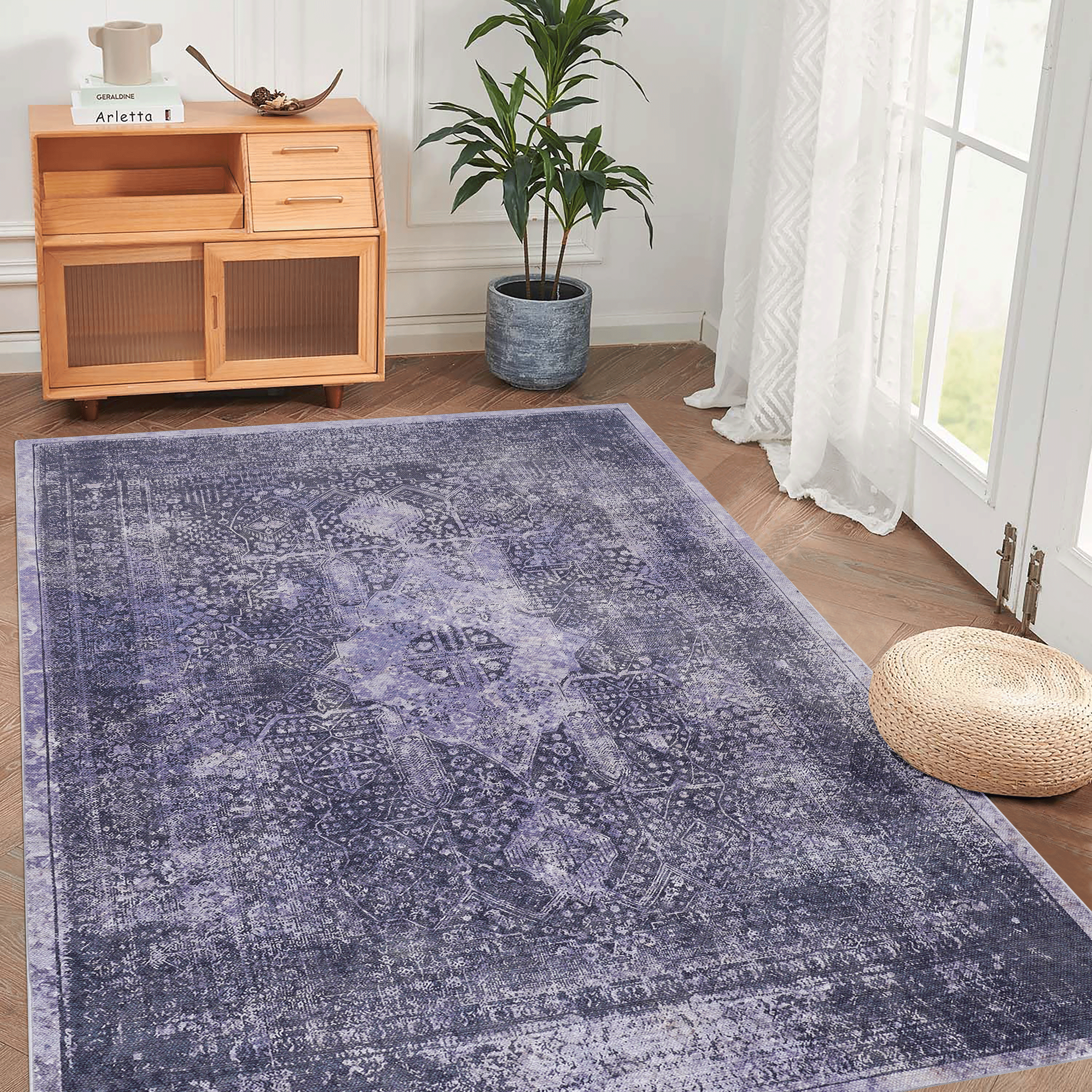 DTY Signature 8x10 Washable Low Pile Non-Slip Non-Shedding Foldable Area Rug - Kid & Pet Friendly for Living Room, Bedroom, Kitchen - Anthracite (8' x 10') - Perfect for High Traffic Areas, Cozy Home Decor & Easy Cleaning