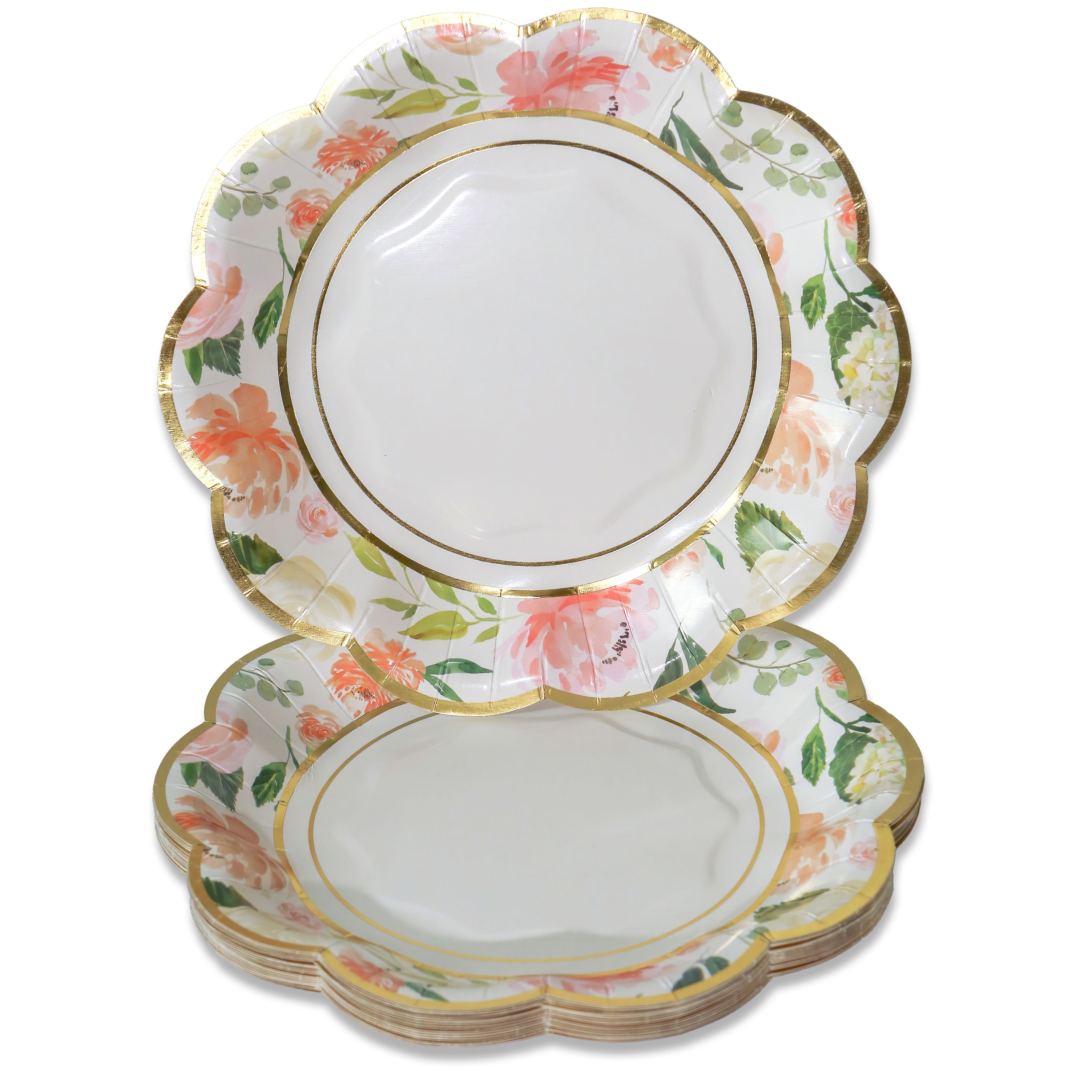Premium Floral 7-Inch Disposable Paper Plates (Pack of 16) - Elegant Party Dinnerware for Weddings, Baby Showers & Garden Parties