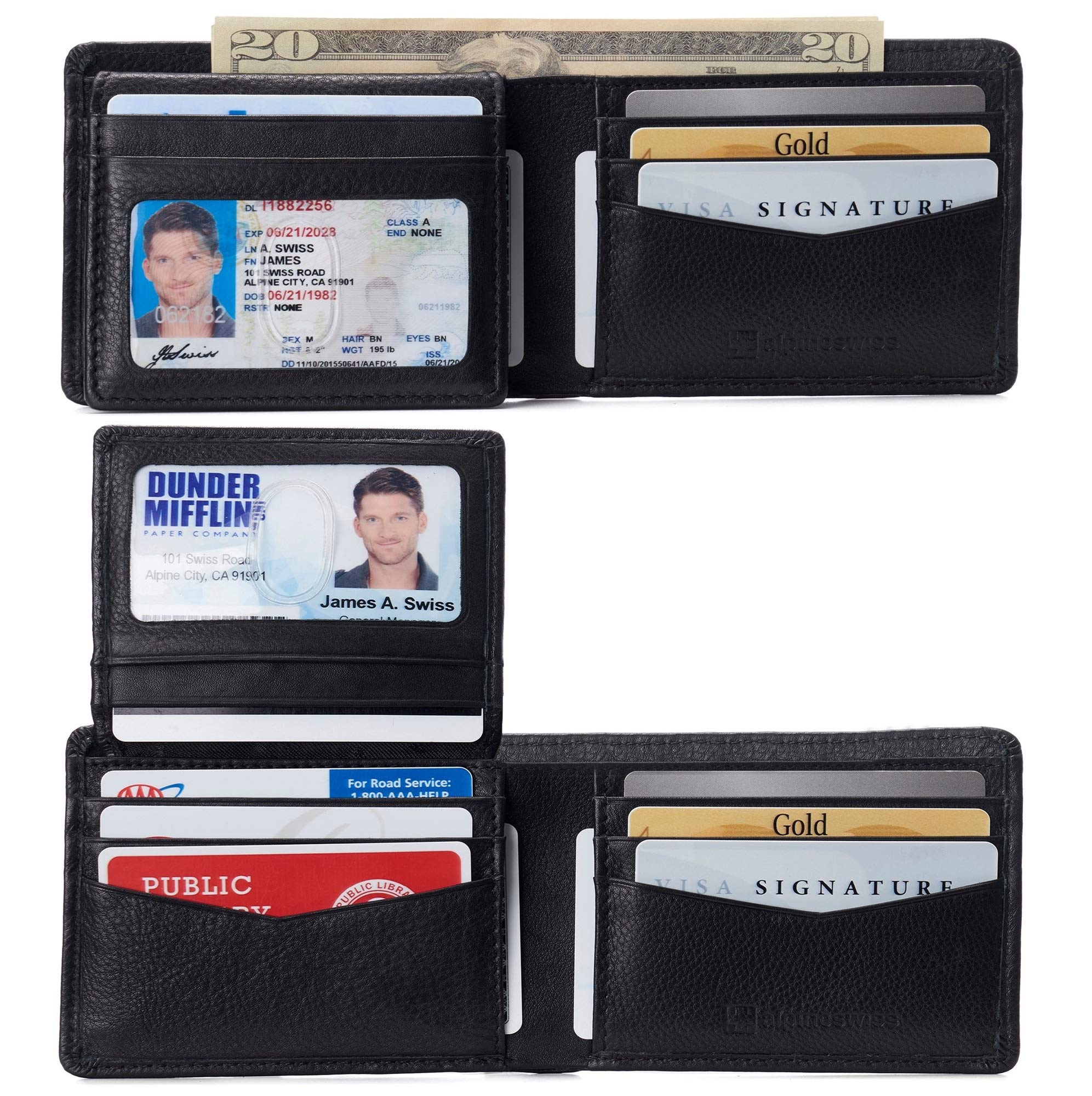 Alpine Swiss RFID Blocking Connor Passcase Bifold Leather Wallet for Men - Premium Gift Box Included | Slim & Secure Credit Card Holder for Travel, Business & Everyday Use