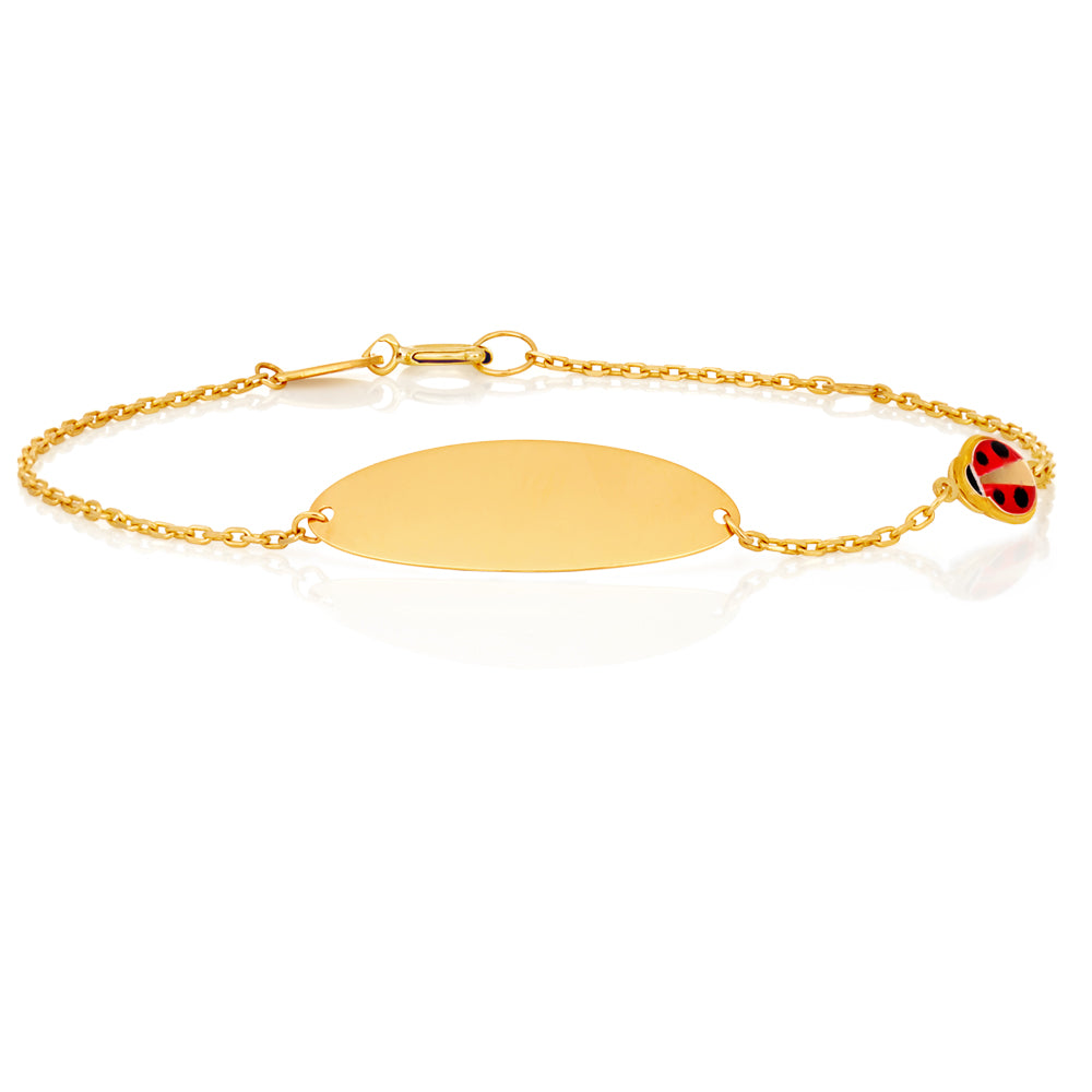 9ct Yellow Gold 15cm Ladybug Charm Bracelet with Red Enamel - Elegant Jewelry Gift for Women, Perfect for Birthdays, Anniversaries & Everyday Wear