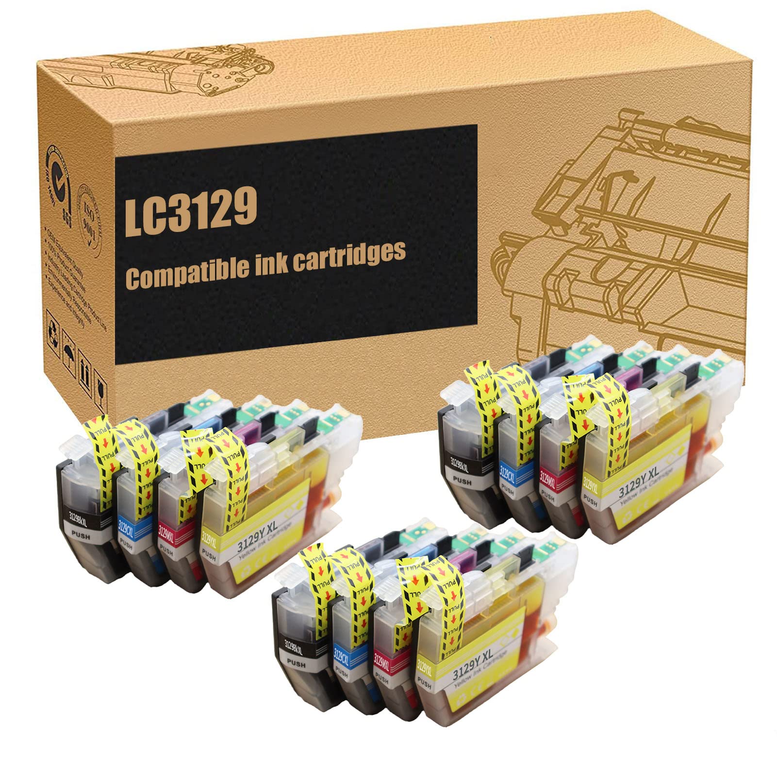 ZLOR LC3129 Compatible Ink Cartridge Replacement for Brother J6995CDW Printer - 3-Pack (Black, Cyan, Magenta, Yellow) | High-Quality Printer Ink for Home & Office Use