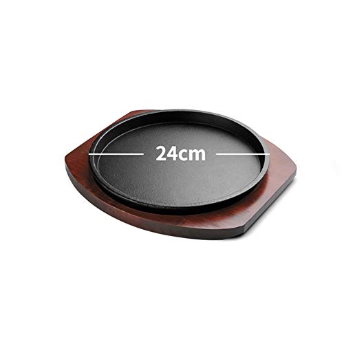 Premium Cast Iron Steak Skillet - Asian Style Mini Serving Dish with Wooden Board - Perfect for Cooking Steaks, Seafood, Fajitas & Vegetables - Ideal for Home Kitchen, BBQ, Camping & Restaurant Use