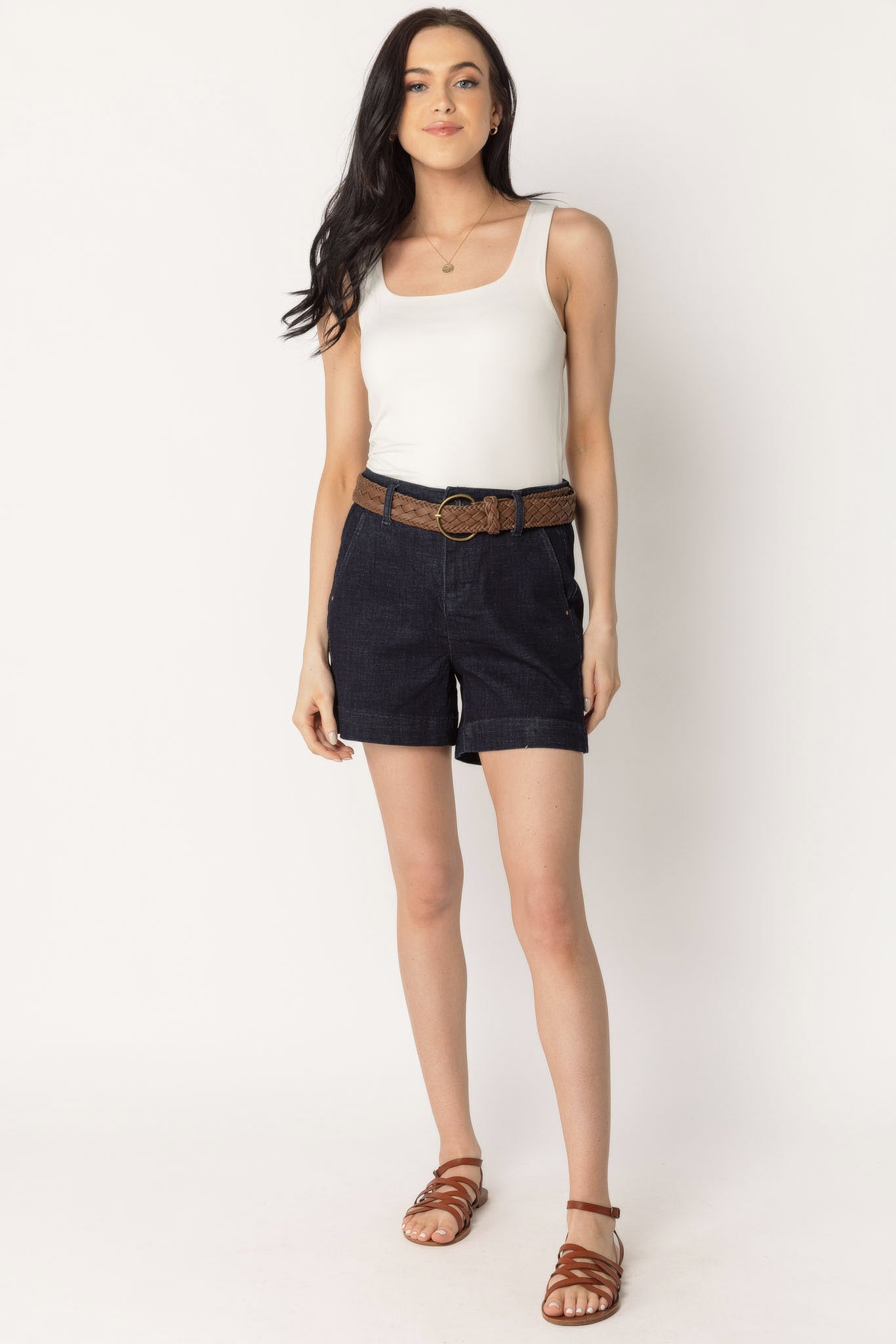 BBJ Rinse Wash Belted Shorts for Women - High Waist Casual Summer Shorts with Pockets | Perfect for Beach, Gym, and Everyday Wear