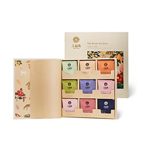 Premium O'sulloc Secret Tea Story Gift Set - 9 Variety Pyramid Tea Bags (18g Total, 1.5g x 27ea) - Perfect for Gifting, Relaxation & Afternoon Tea Time