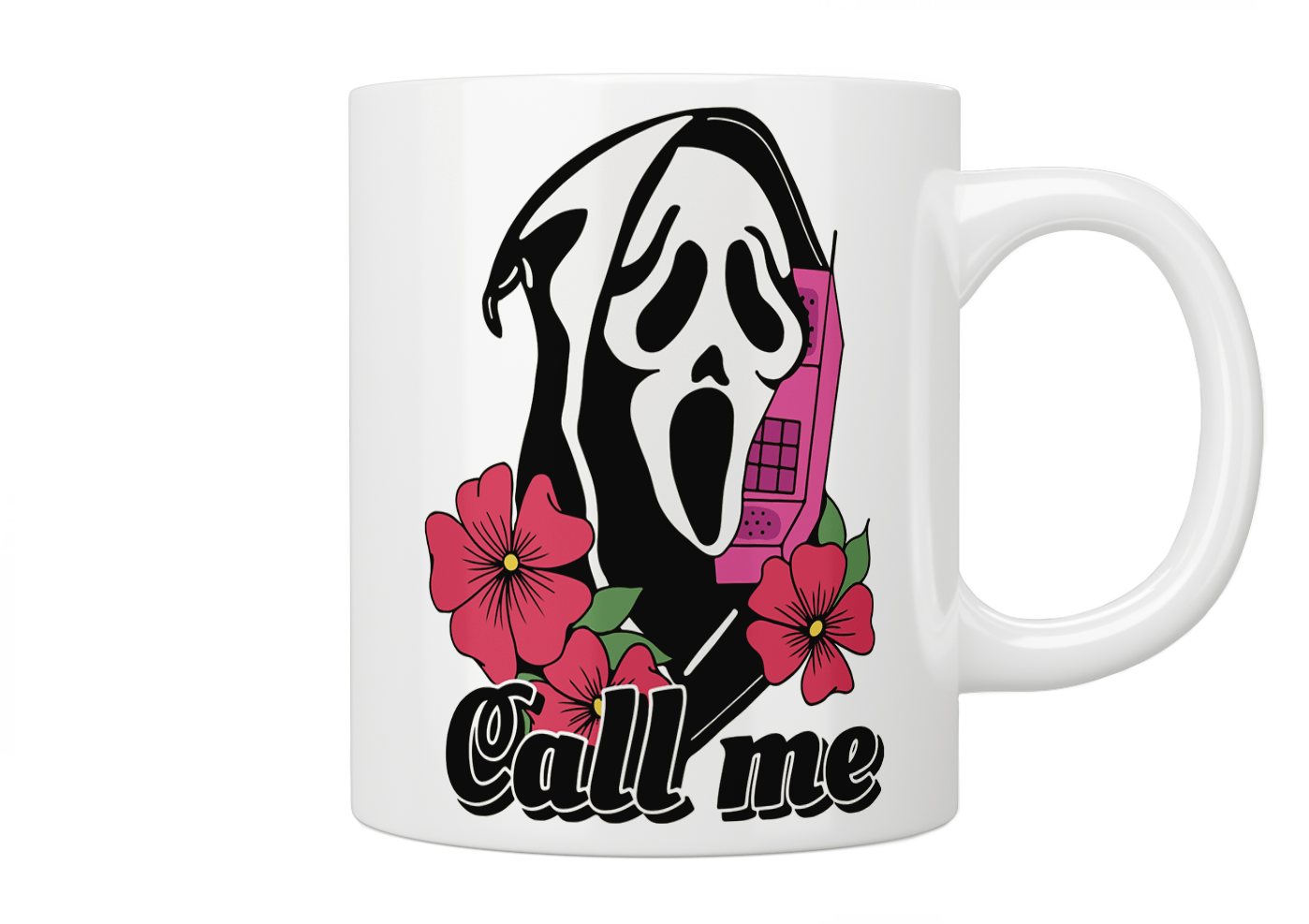 Scream Ghostface Call Me Coffee Mug - Horror Movie Fan Gift, Halloween Party Cup for Coffee & Tea Lovers - Perfect for Movie Nights & Cosplay