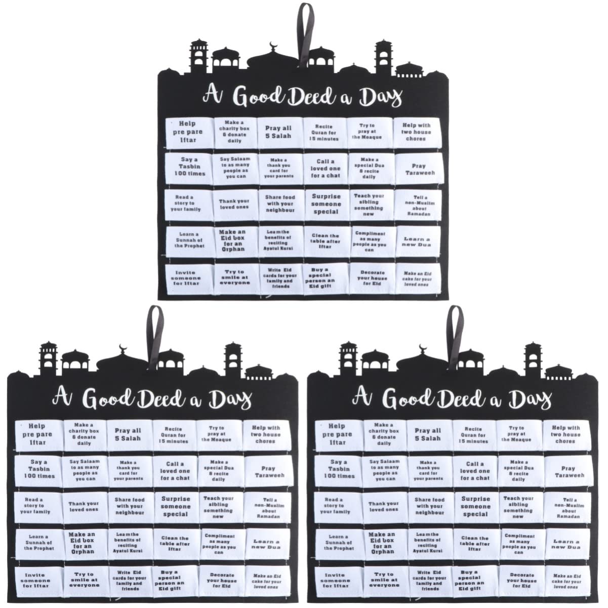 Ramadan Advent Calendar with 24 Pockets - White Muslim Home Decor for Eid & Ramadan Celebrations - Perfect for Family Countdown, Gift Giving, and Festive Home Decoration