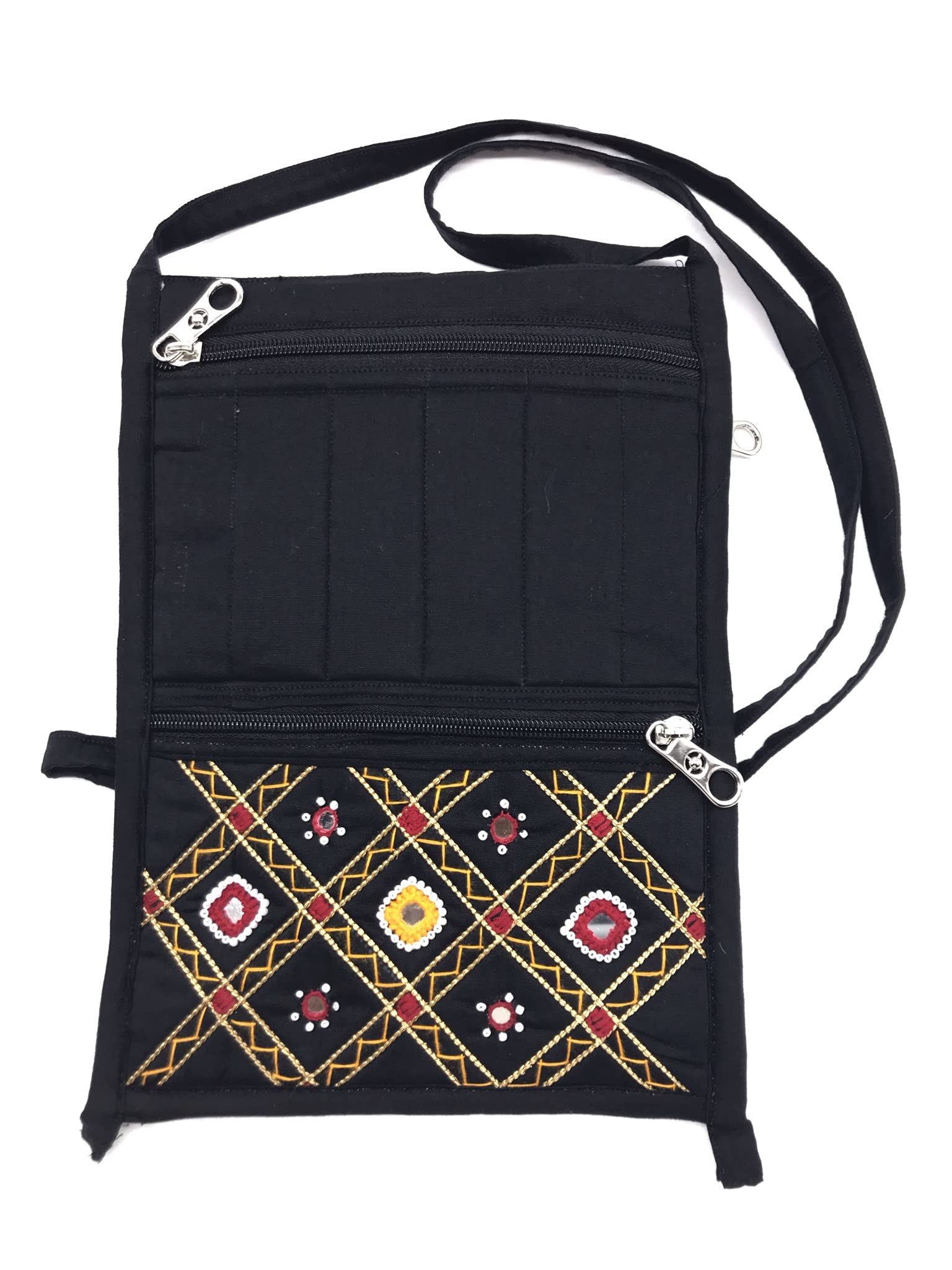 Handmade Embroidered Sling Bags for Women & Girls - Stylish Crossbody Purse with Mirror Work (11x7.5 Inches) - Perfect for Casual Outings, Shopping & Travel Accessories