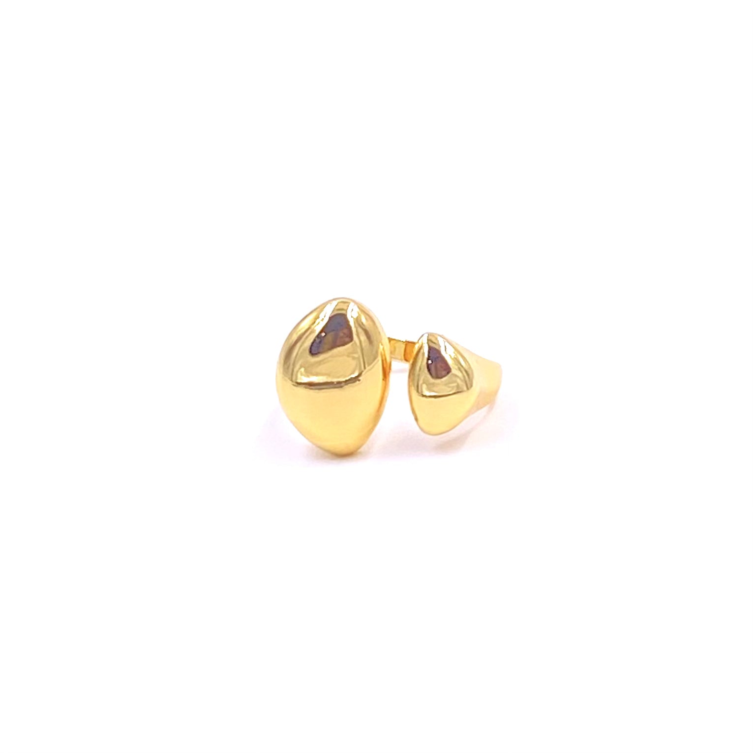 Ashley Gold Stainless Steel Gold Plated Double Teardrop Adjustable Ring for Women - Elegant Stackable Jewelry for Everyday Wear, Gift Giving & Special Occasions