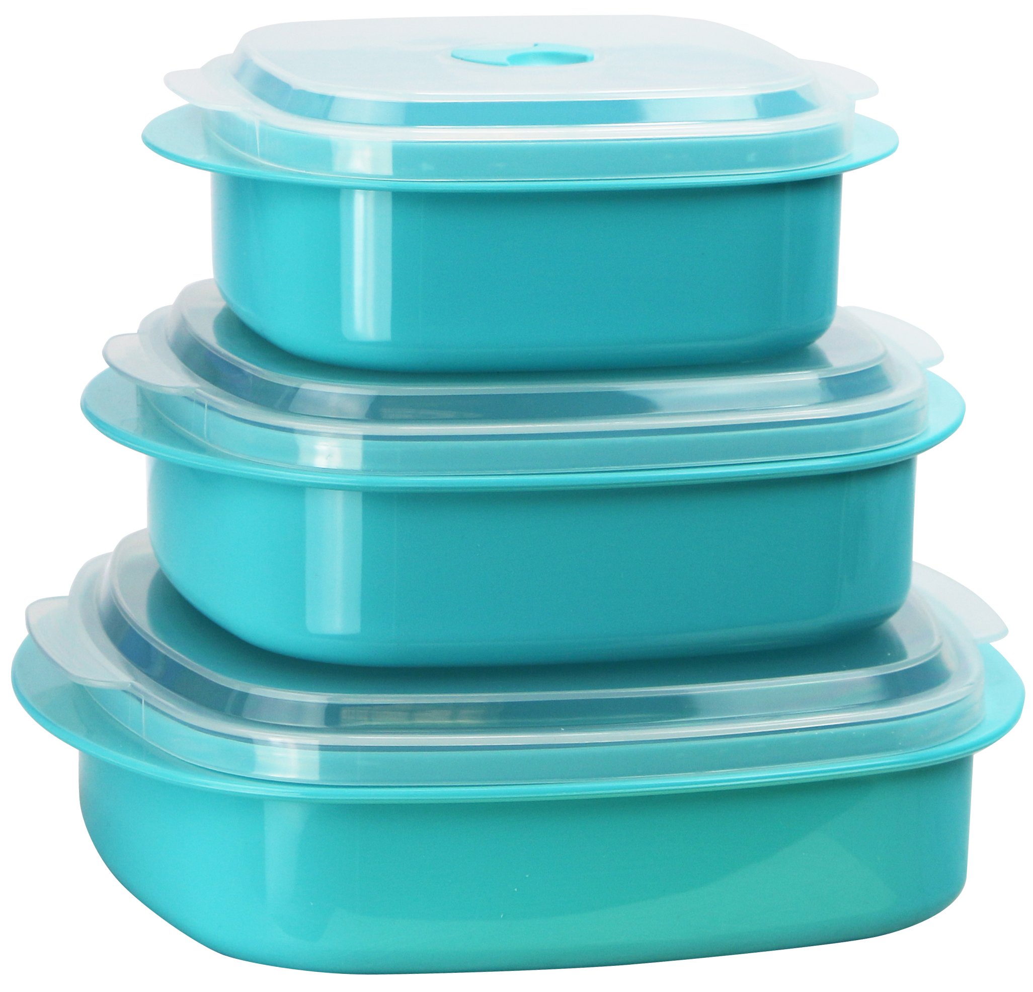 Reston Lloyd Calypso Basics 6-Piece Microwave Cookware Set - Steamer & Food Storage Containers, Turquoise (Multiple Sizes) - Perfect for Meal Prep, Reheating & Leftovers