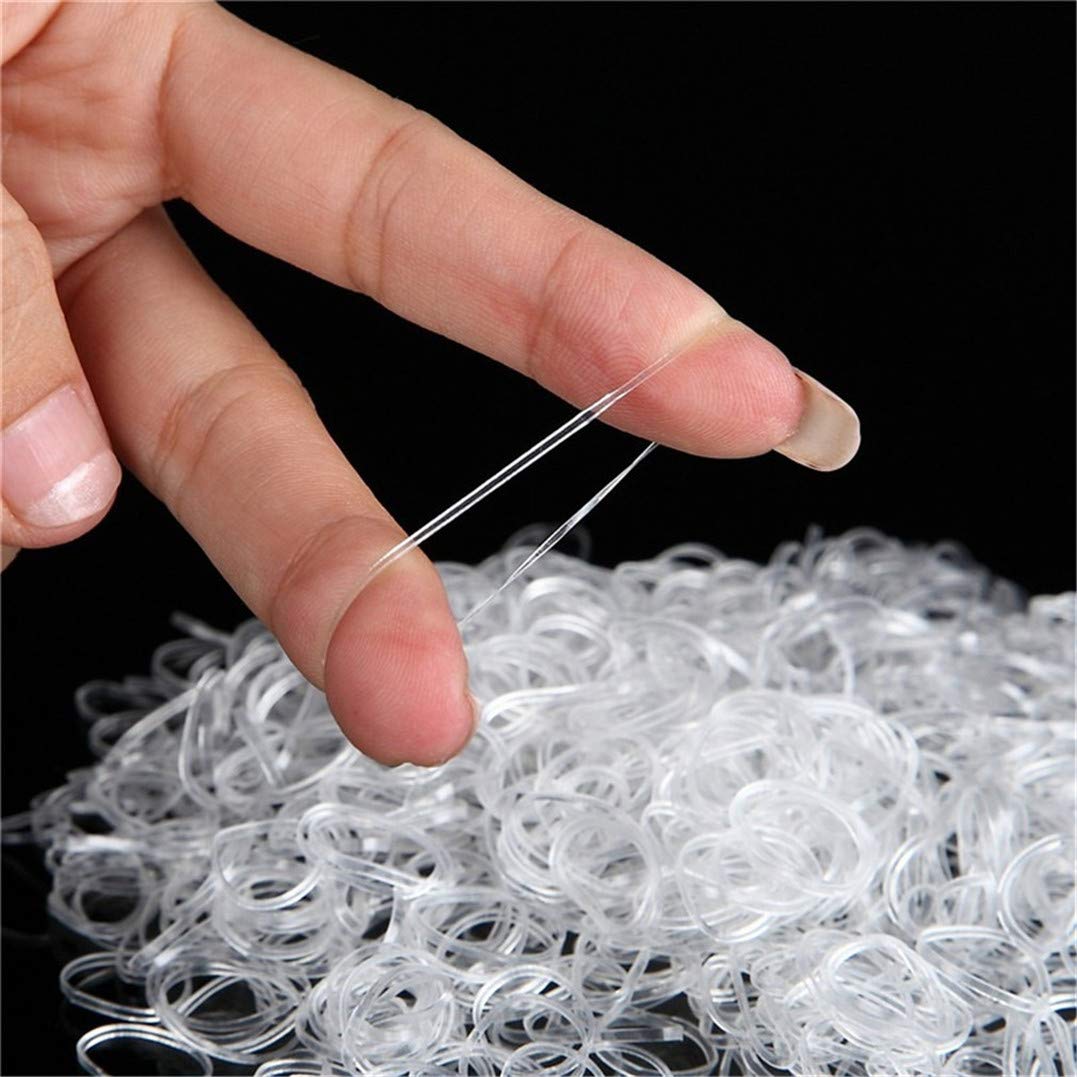 Underleaf 1000 Mini Rubber Bands - Soft Elastic Hair Ties for Kids Braids, Transparent Hair Accessories - Perfect for DIY Hair Styling, Braiding, and Crafts