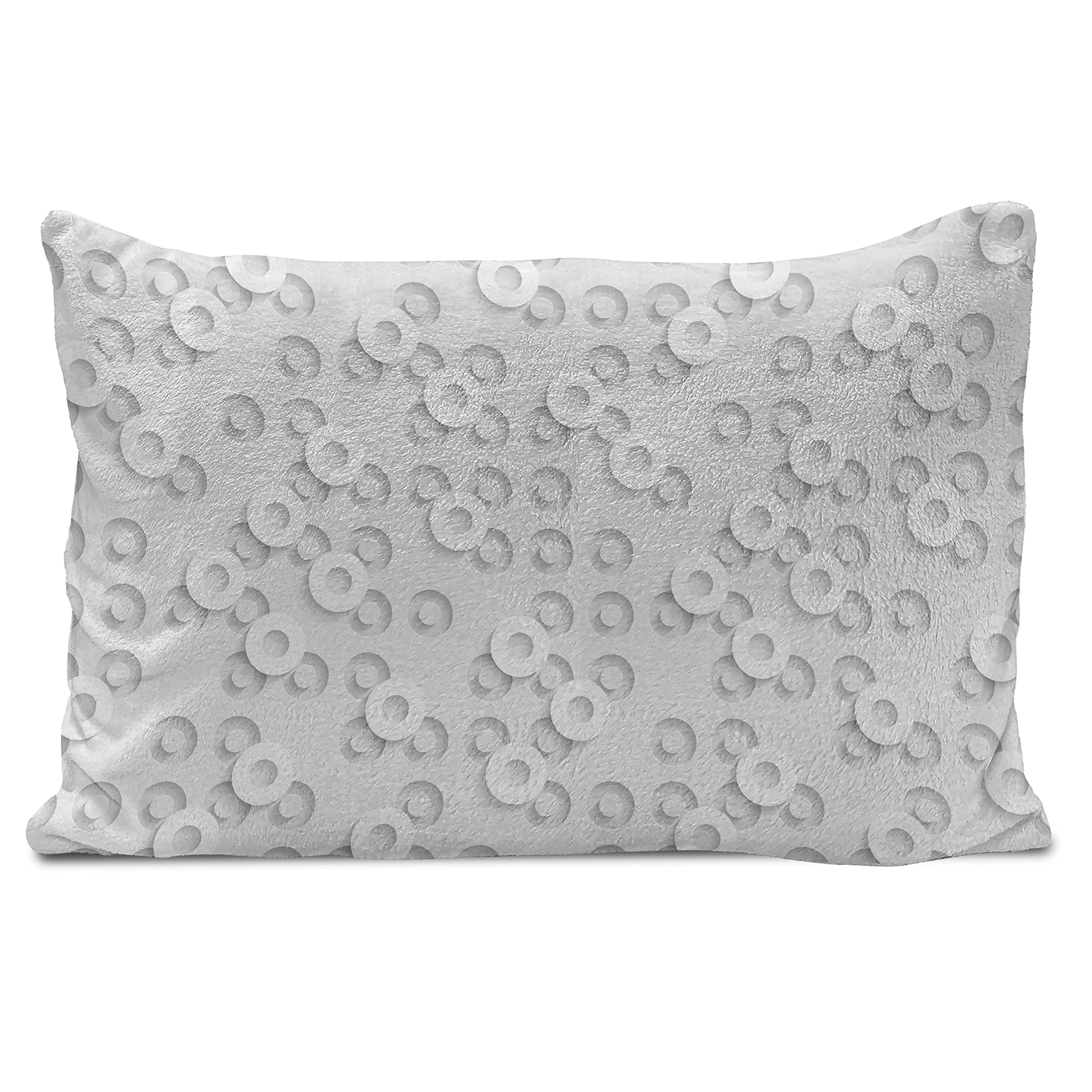 Ambesonne Geometric Circle Fluffy Throw Pillow Cover - Modern Dispersed Ring Design with Structural Circuit Bands, Western Art Style Rectangle Accent Cushion Case 26x16 Inches, Grey - Perfect for Living Room Sofa, Bedroom Decor & Home Accents