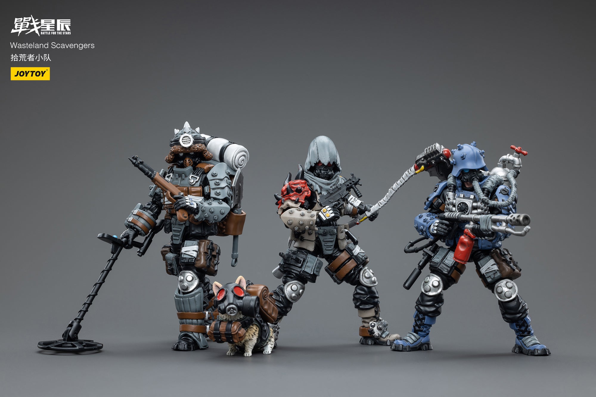 1/18 JOYTOY 3.75 Inch Wasteland Scavengers Action Figure Set (3PCS) - Post-Apocalyptic Collectible Toys for Display, Photography & Role Play