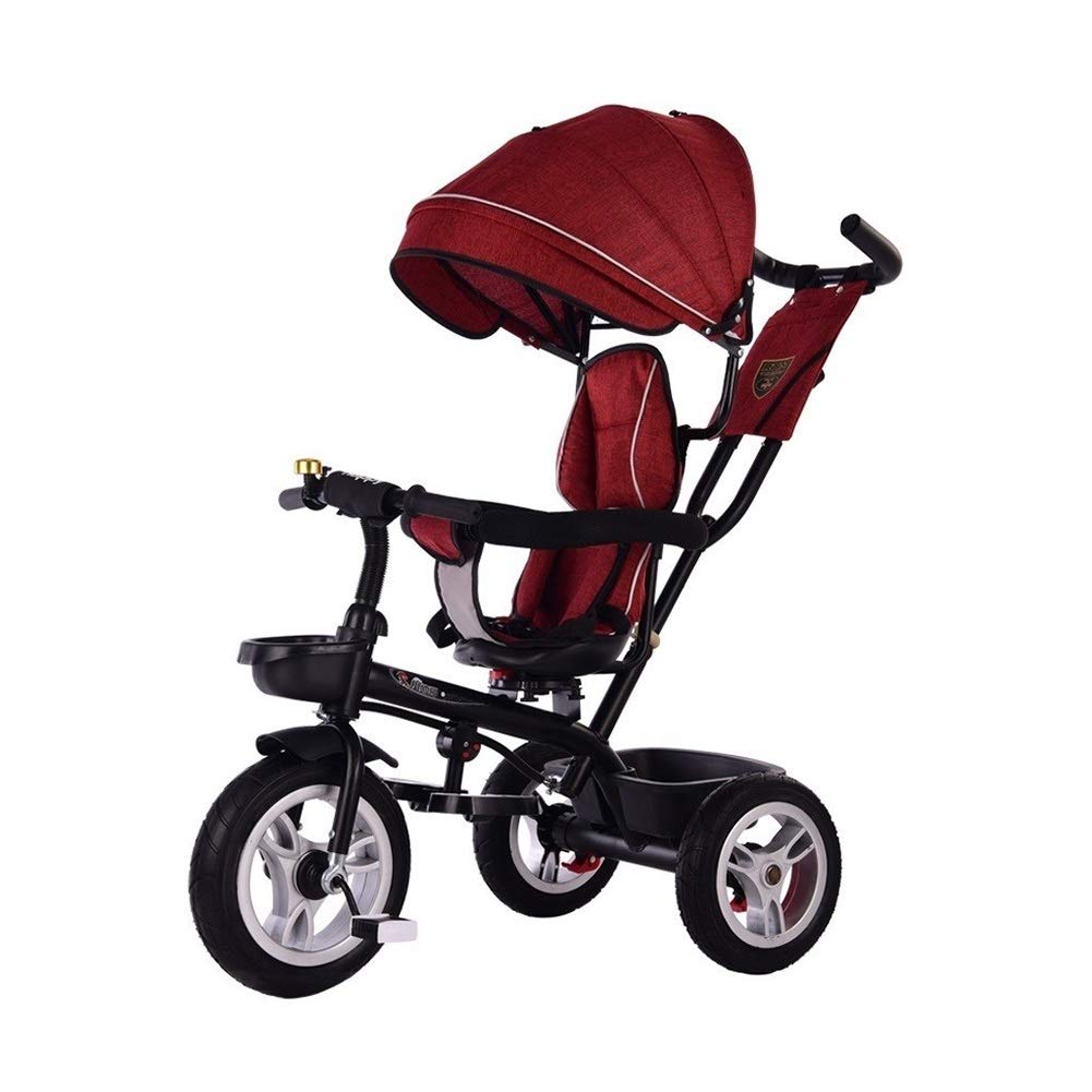 4 in 1 Baby Bike Stroller with Rotating Seat & Safety Fence - Convertible Toddler Bicycle for 1-3-6 Year Olds - Perfect Birthday Gift (Red) - Ideal for Outdoor Play, Park Rides & Learning to Cycle