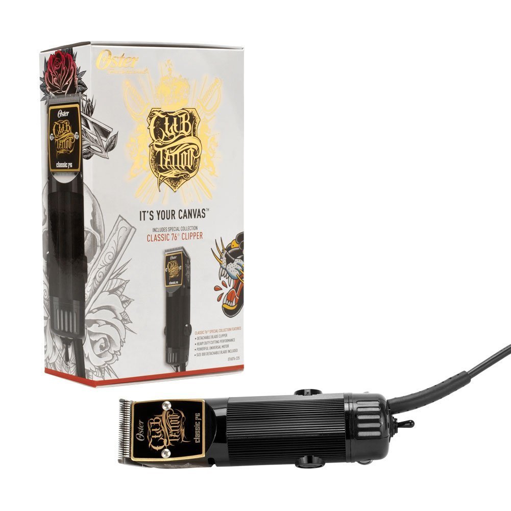 Oster 76076-225 Classic 76 Club Tattoo Collection Hair Clippers - Professional Barber Clippers for Men's Haircuts, Beard Trimming & Grooming at Home or Salon