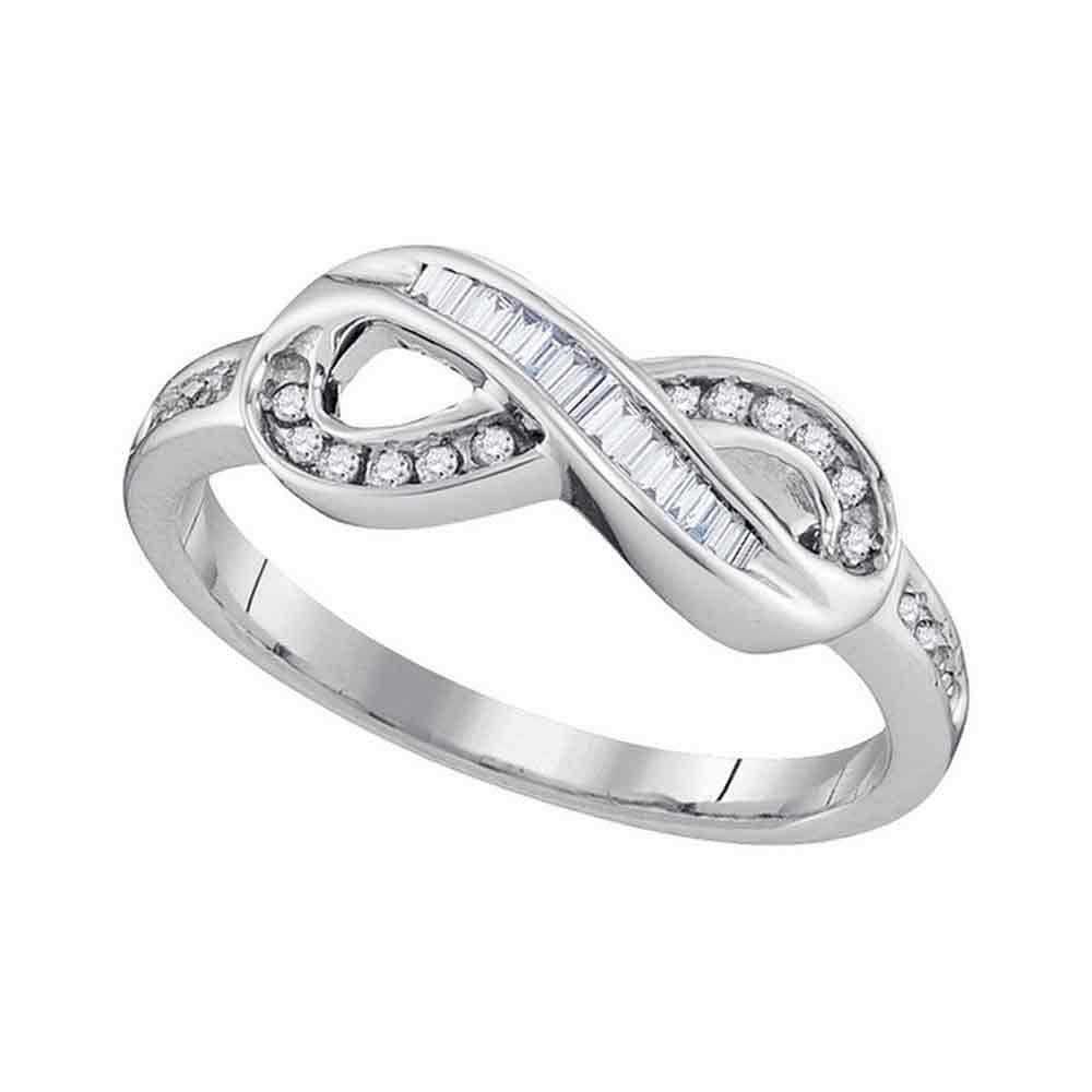 10K White Gold Women's Round Baguette Diamond Infinity Ring 1/5 CTTW - Perfect for Anniversaries, Engagements & Special Occasions
