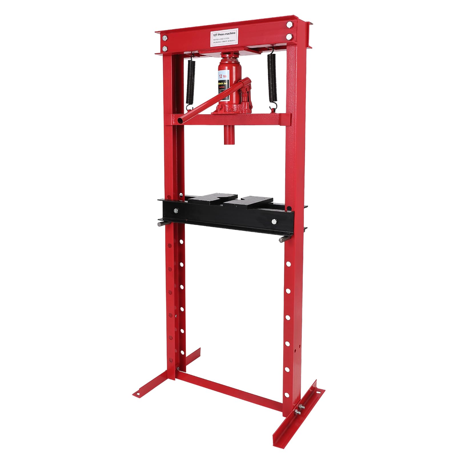 12 Ton Hydraulic Press with Press Plates - Benchtop H-Frame Garage Floor Press with Adjustable Height - Heavy Duty Metalworking, Bearing Removal & Auto Repair Tool for Workshop & DIY Projects