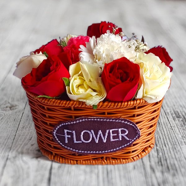Beautiful Mixed Flower Basket - Fresh Floral Arrangement for Home Decor, Wedding, Birthday & Anniversary Gifts