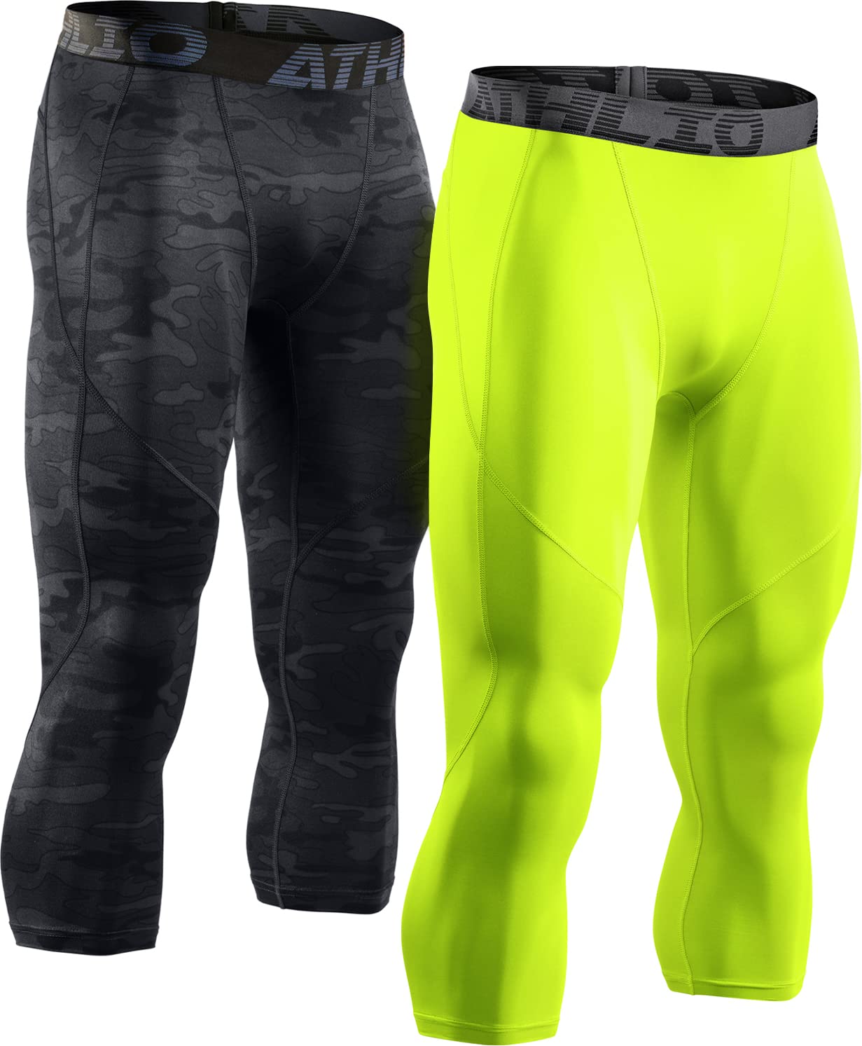 ATHLIO 2 or 3 Pack Men's Compression Pants - Running Tights & Workout Leggings with Cool Dry Technology - Moisture Wicking Sports Base Layer for Gym, Jogging & Outdoor Activities
