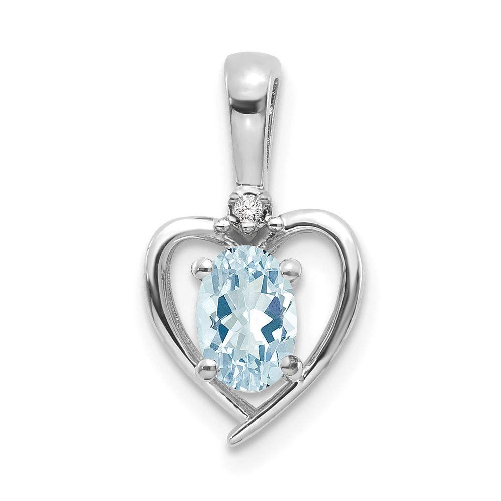 14K White Gold Oval Aquamarine Diamond Pendant Necklace - Elegant Open Back Prong Setting for Women | Perfect Gift for Anniversaries, Birthdays & Special Occasions
