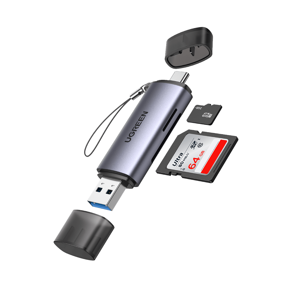 UGREEN 2-in-1 USB C OTG Card Reader - Dual Slot SD/TF Memory Card Adapter for Smartphones, Tablets & Laptops - Perfect for Photo Transfer, File Backup & Mobile Storage Expansion