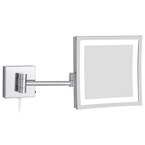 GURUN 8 Inch LED Magnifying Makeup Mirror with 3X Magnification - Wall Mounted Bathroom Vanity Mirror with 10
