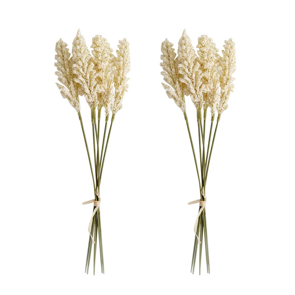 Holibanna Artificial Wheat Bouquets - Set of 2 Dried Wheat Stems for Wedding Decor, Home Centerpiece, Rustic Photo Props & Farmhouse Table Arrangements - Natural-Looking Faux Wheat Plants for Fall & Boho Decor