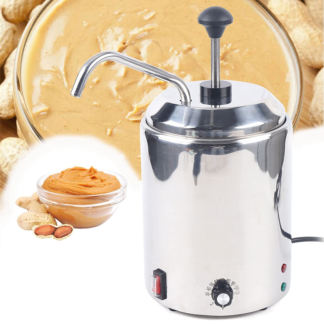 2.5L Electric Cheese Warmer - Stainless Steel Cheese Dispenser with 650W Pump & Adjustable Temperature - Perfect for Hot Fudge, Cheese Sauce, Caramel - Ideal for Restaurants, Cafes, and Home Kitchens