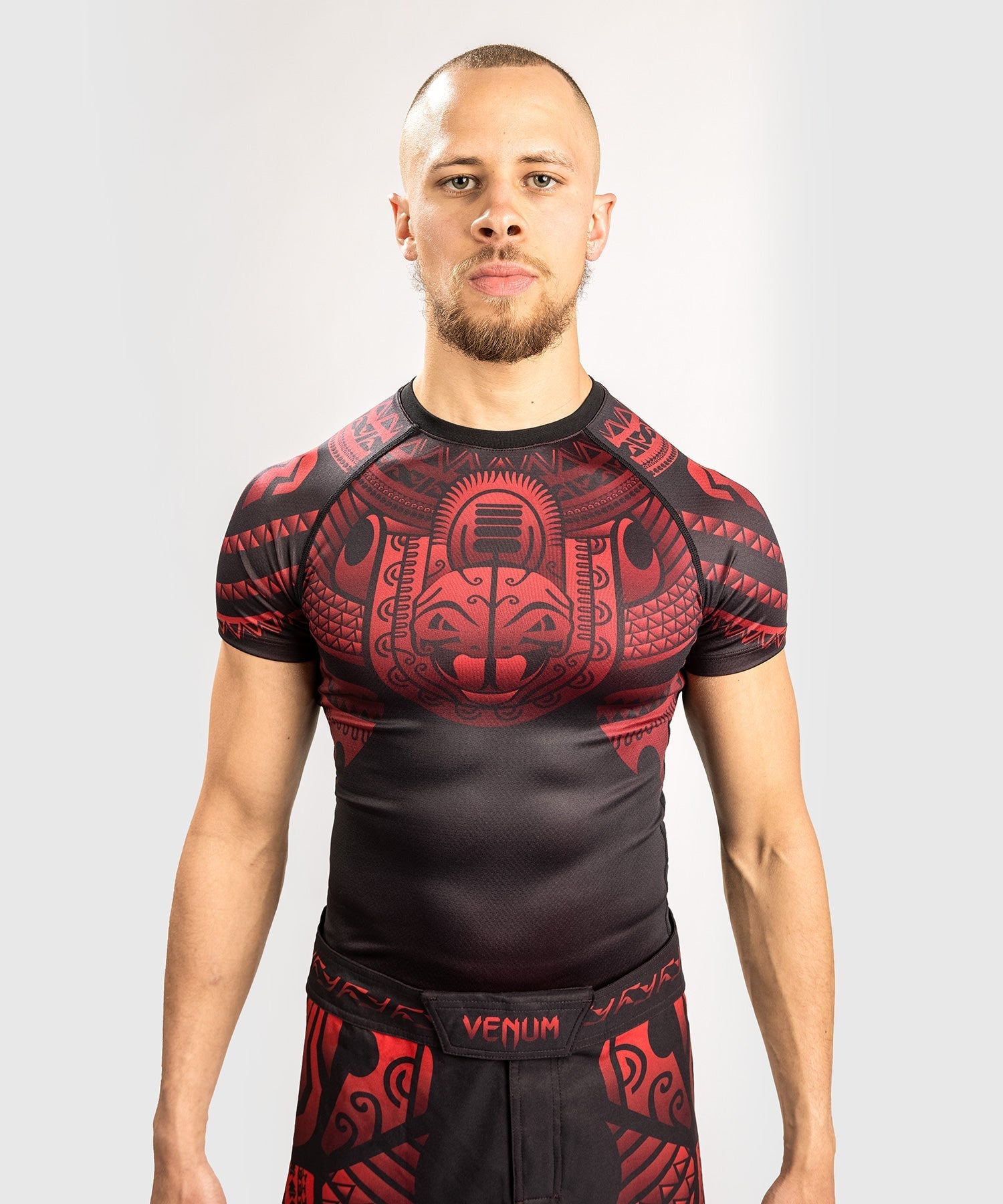 Venum Nakahi Rashguard Short Sleeves Black/Red - MMA Training, BJJ, Grappling & Combat Sports Compression Shirt for Men