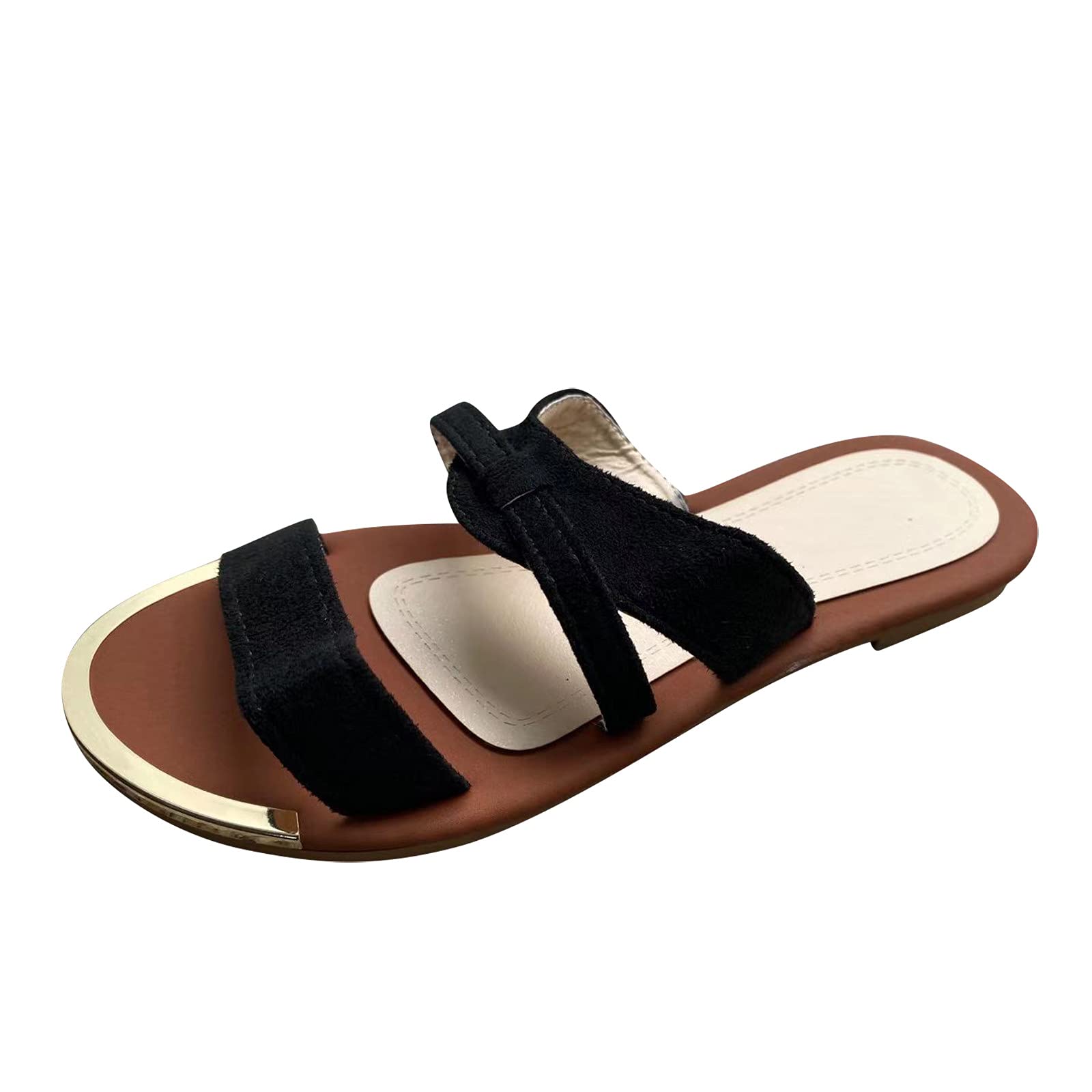 Women's Floral Fuzzy Slippers - Soft Round Toe Summer Slip-On Shoes for Ladies, Size 7 - Perfect for Home, Lounge & Indoor Comfort