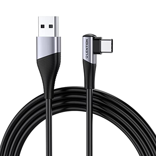 LENTION 90-Degree USB C to USB A Fast Charging Cable 6.6ft - 27W 9V/3A Charger Cord Compatible with iPad Pro/Air (2018-2021), Samsung Galaxy S21/S20/S10/S9 Plus & More (ACE-3A2M, Space Grey) - Perfect for Home, Office & Travel Charging