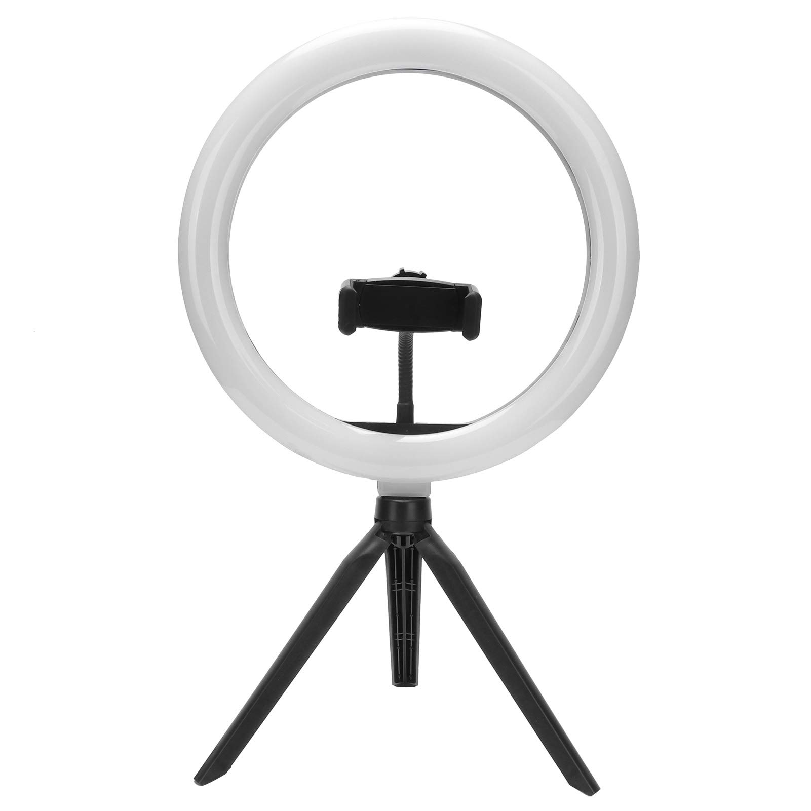 Dimmable LED Circle Light - 10 Brightness Levels, Makeup Lamp with Phone Holder for Vanity, Selfie & Video Lighting - Perfect for Makeup Application, Content Creation & Home Office Desk Lighting