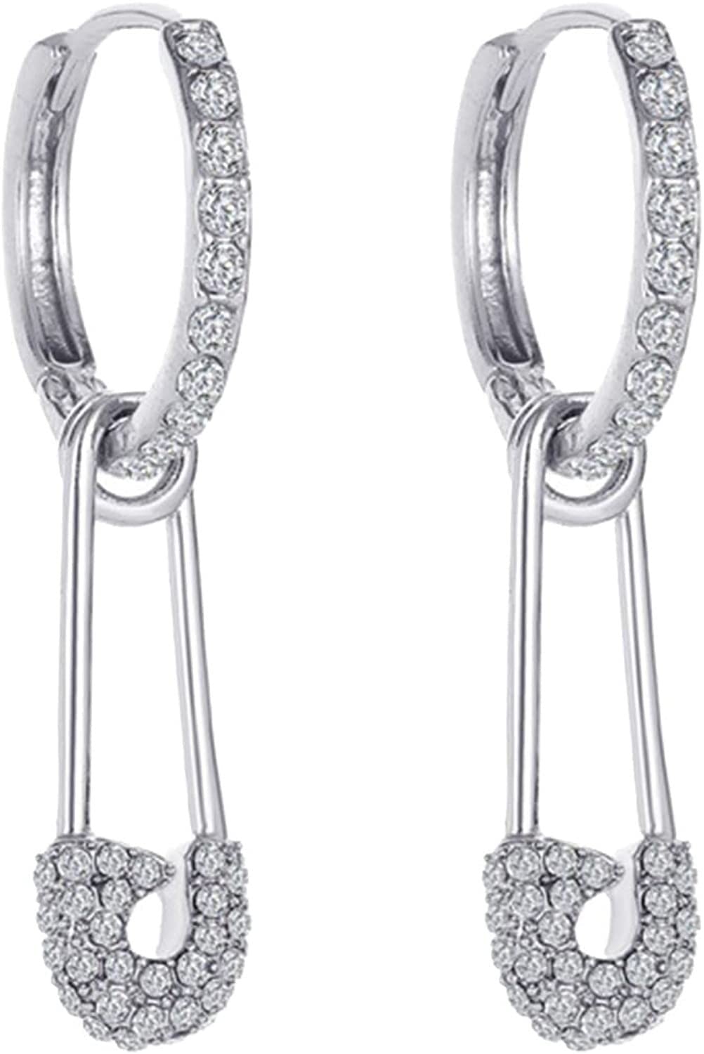 AGOUNOD Women's Light Up Hoop Earrings - Silver Paper Pin Clip On Cartilage Earrings, Minimalist Personalized Jewelry Gift for Christmas & Parties
