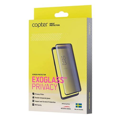 Copter ExoGlass Privacy Screen Protector for iPhone X/XS/11 Pro Max - Anti-Spy Tempered Glass, HD Clear, Black (0882PFG) - Perfect for Office, Travel & Personal Privacy Protection