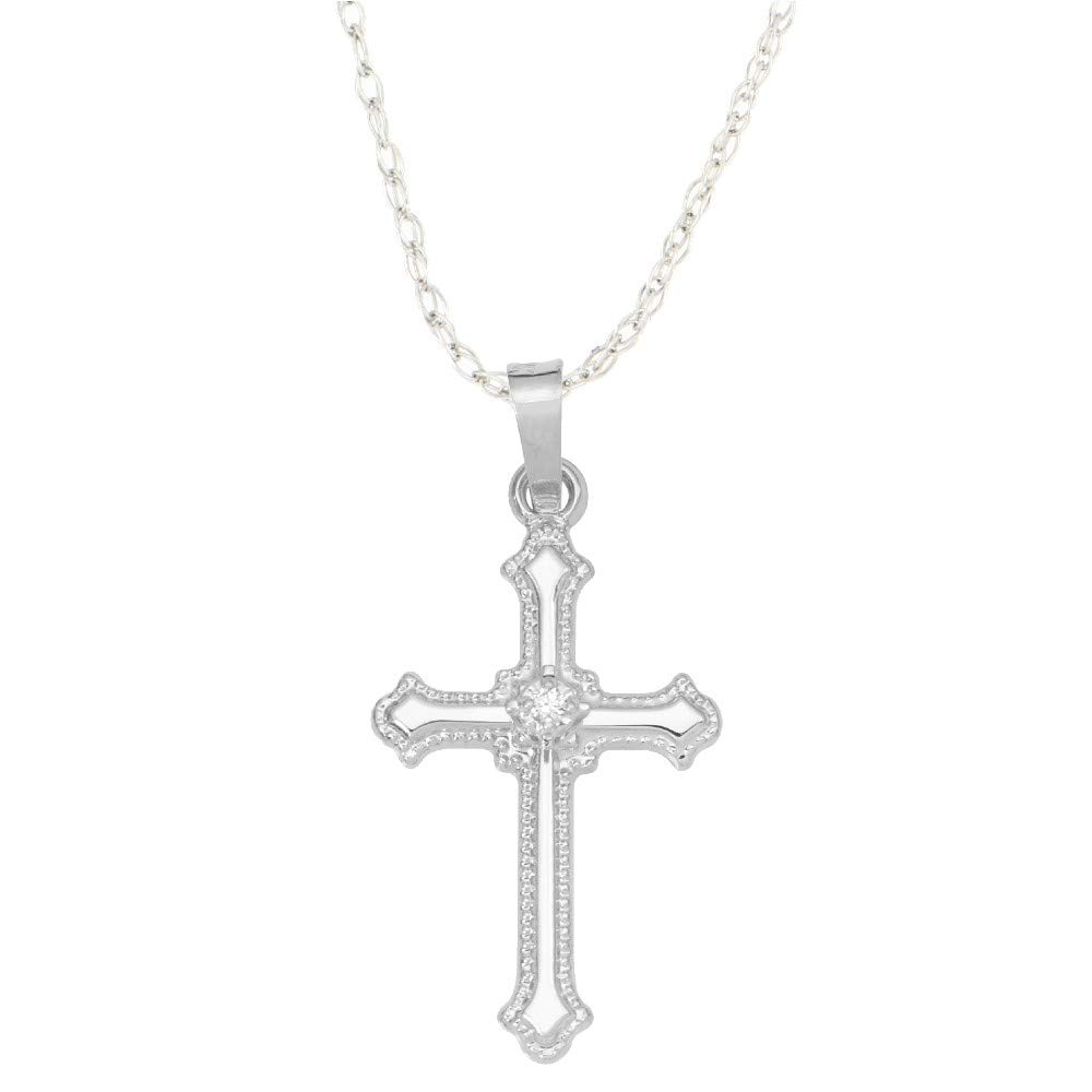 14K Yellow Gold Diamond Cross Pendant Necklace - Religious Jewelry for Women & Men - Polished Budded Edges in Various Sizes (1.0 CTW) - Perfect for Baptism, Confirmation, Christmas Gifts & Daily Wear