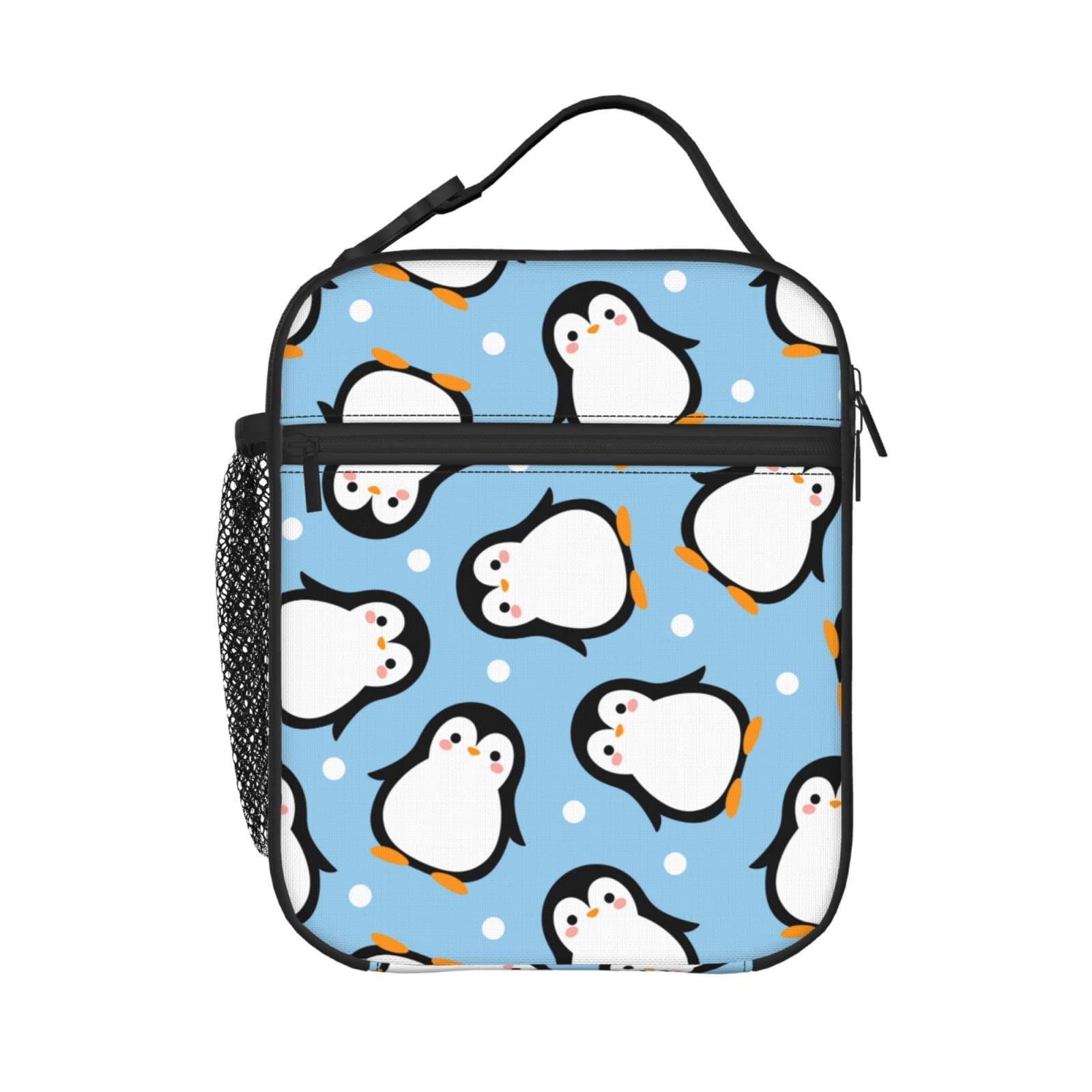 KiuLoam Insulated Lunch Box - Cute Penguin Cartoon Pattern Reusable Lunch Bag with Adjustable Shoulder Strap for Women, Men, Kids | Perfect for School, Office, Picnics & Outdoor Activities