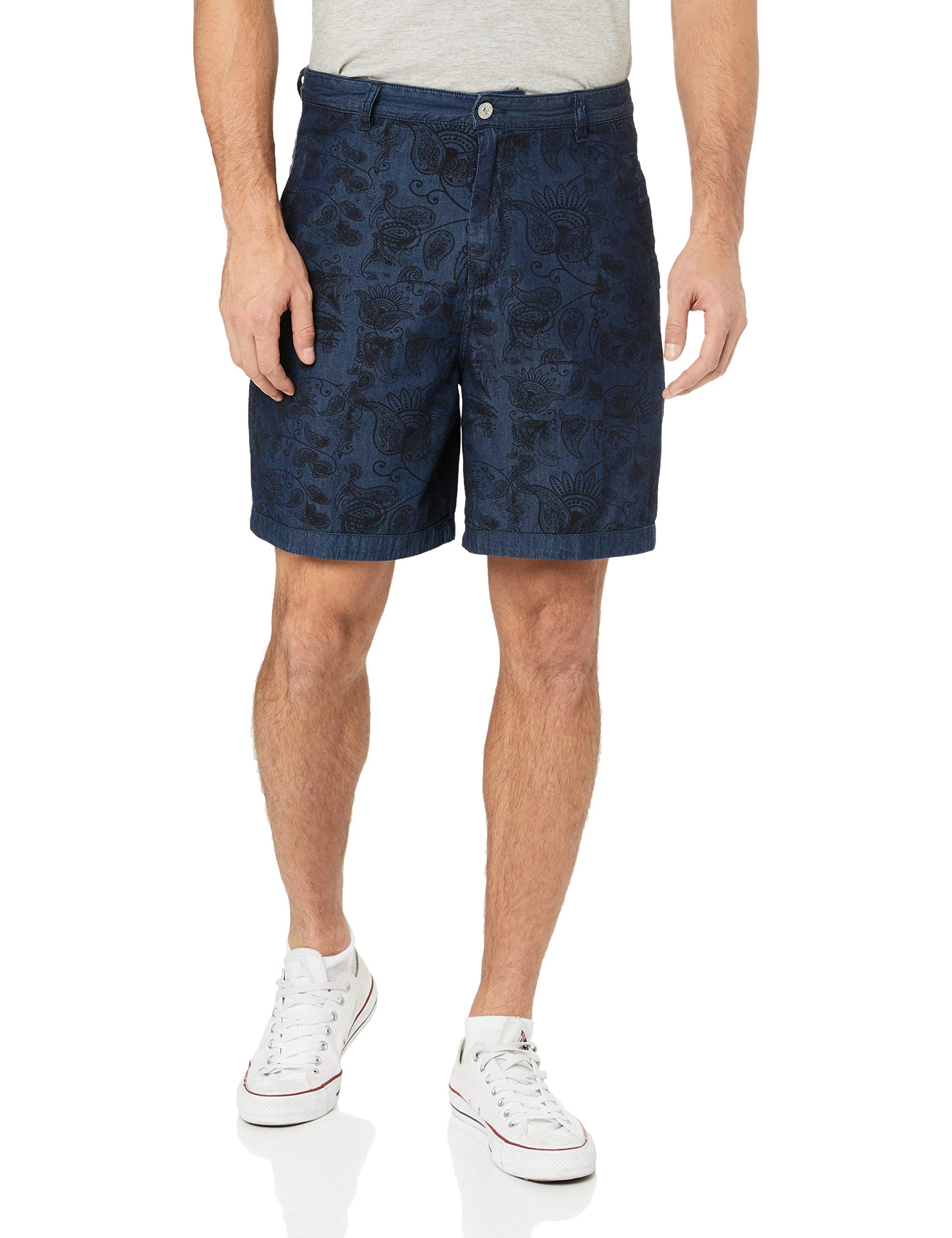 Armani Exchange Men's Indigo Yarn-Dyed Cotton Twill Bermuda Shorts - Casual Summer Beachwear & Lounge Shorts for Men