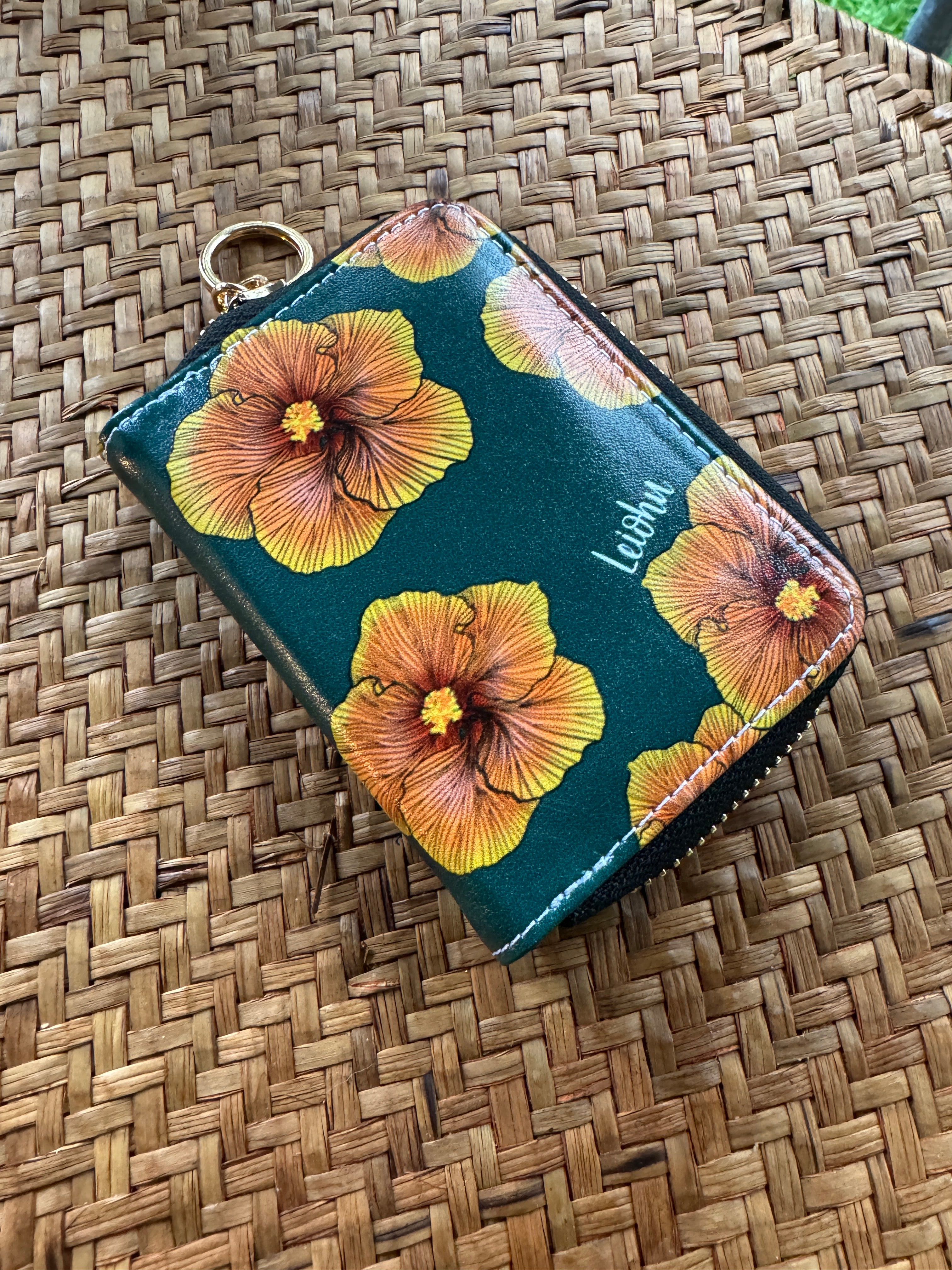 Sunrise Hibiscus Mini Wallet for Women - Compact RFID Blocking Card Holder for Travel, Shopping & Everyday Use